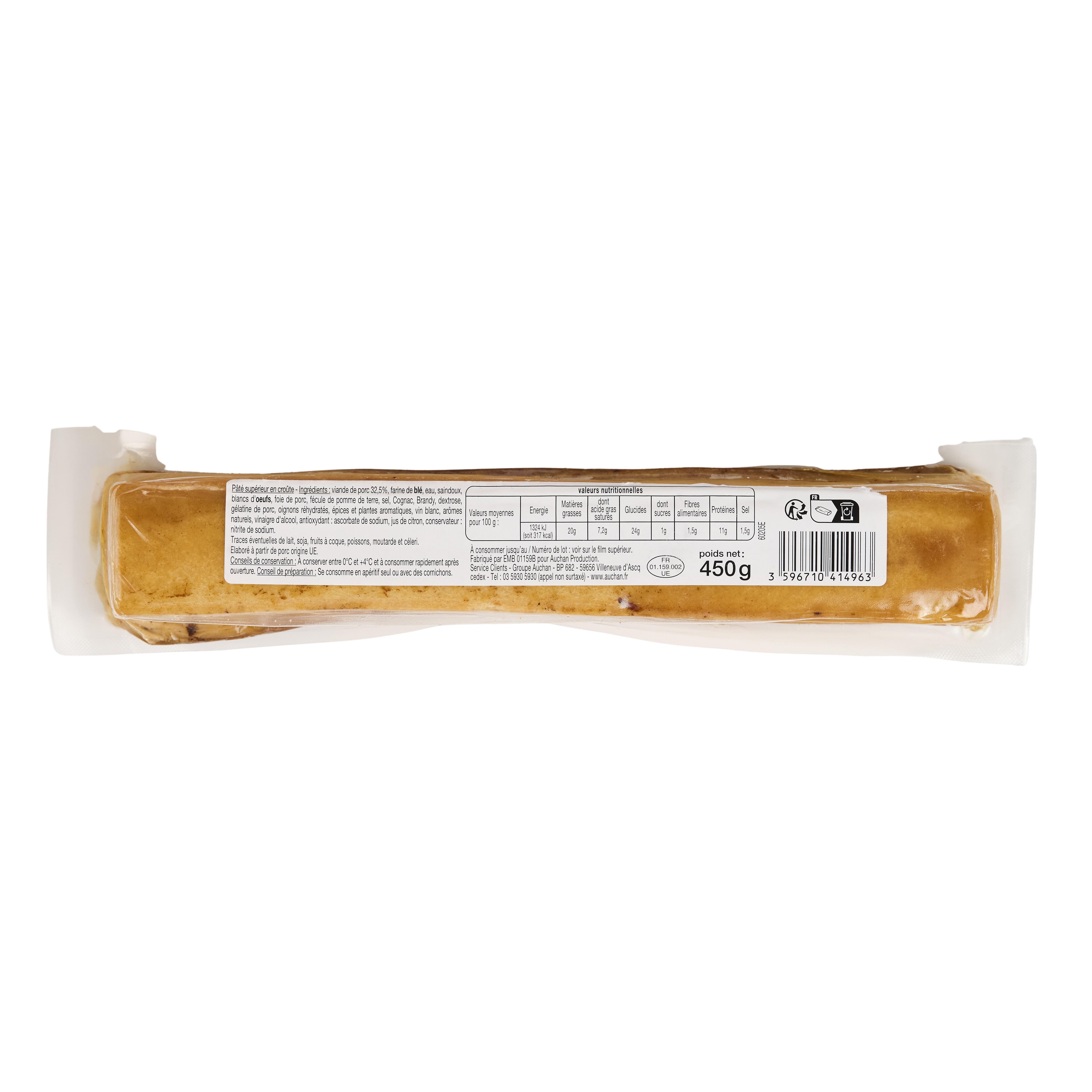 Voir la diapositive 2 : AUCHAN Pâté en croûte cocktail 450g