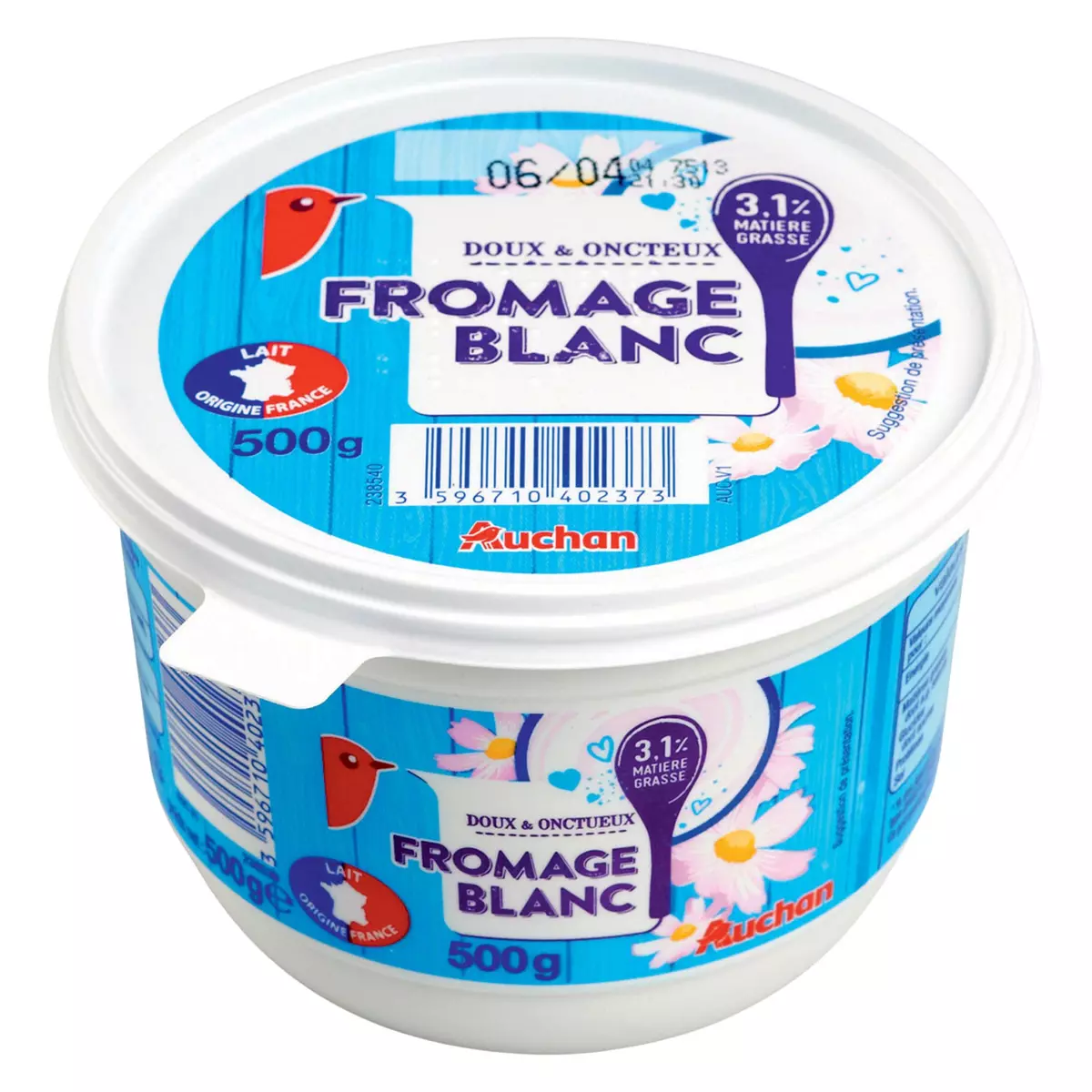 AUCHAN Fromage blanc 3.1% 500g