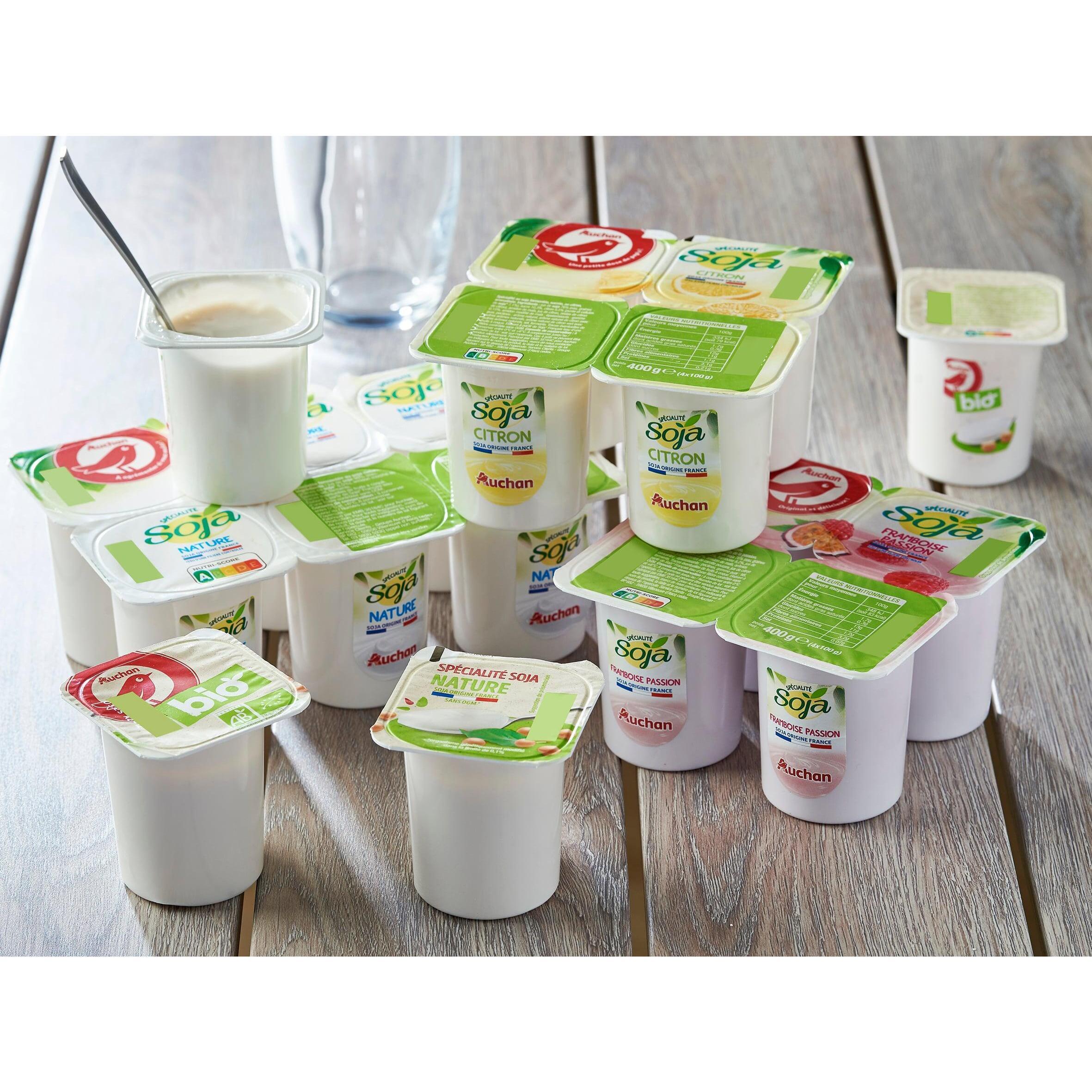 Voir la diapositive 2 : AUCHAN Dessert végétal au soja nature 6x100g
