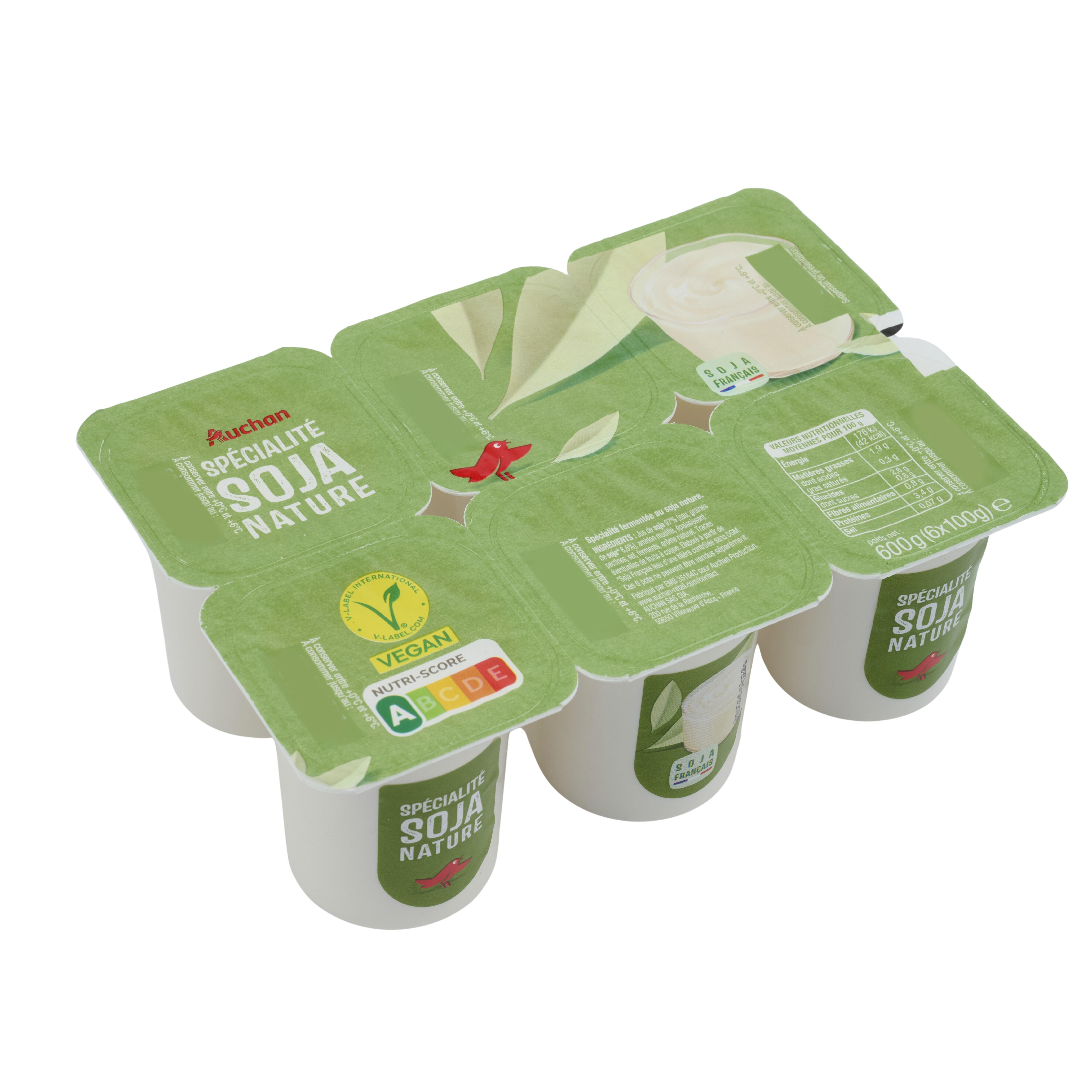 Voir la diapositive 3 : AUCHAN Dessert végétal au soja nature 6x100g
