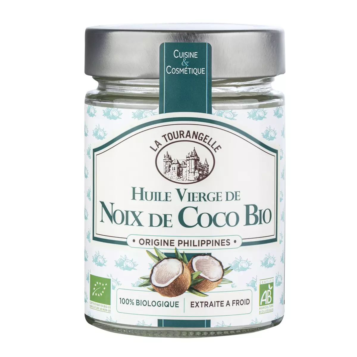 LA TOURANGELLE Huile vierge de noix de coco bio cuisine et cosmétique 31,4cl