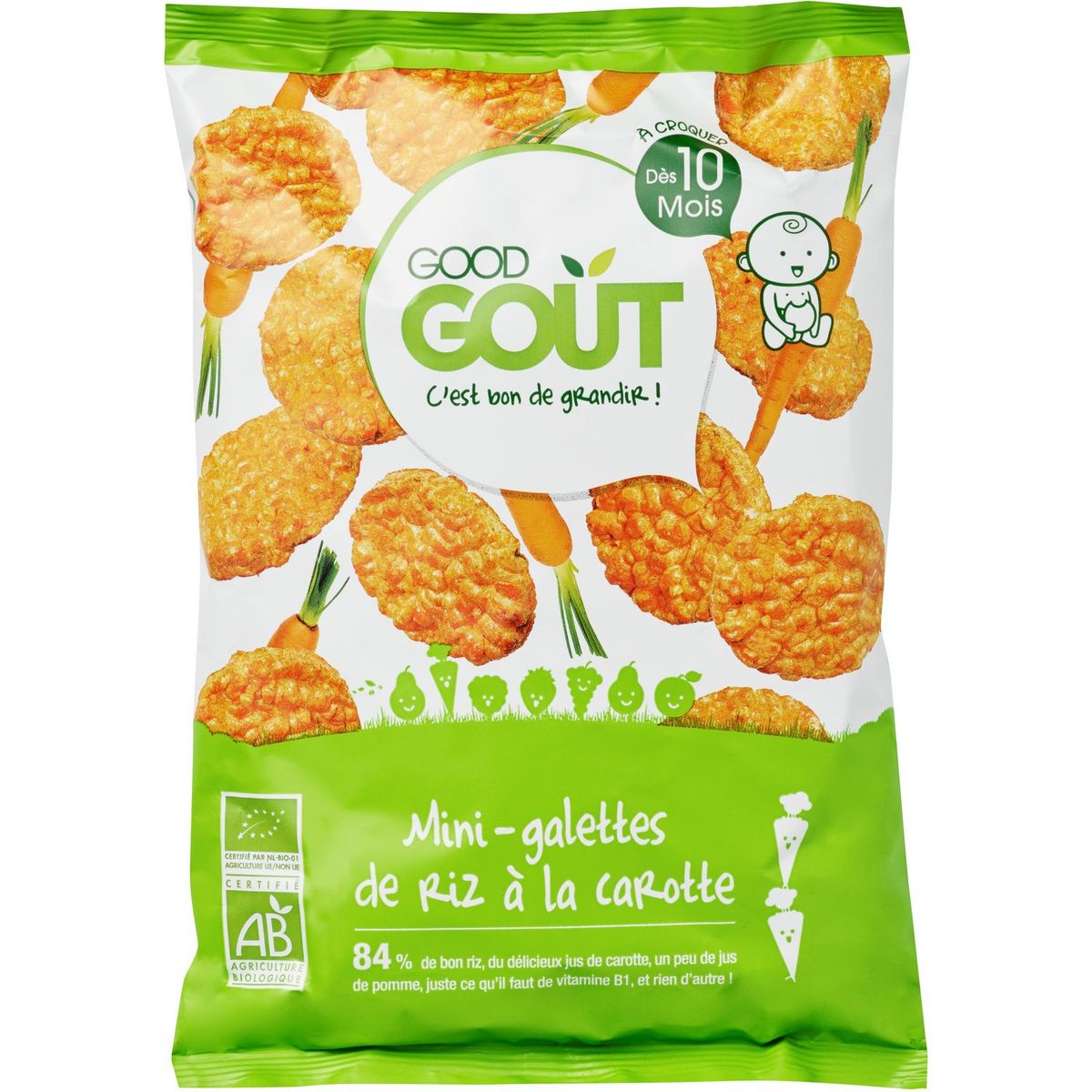 GOOD GOUT Goûter mini-galettes de riz à la carotte bio dès 10 mois 40g