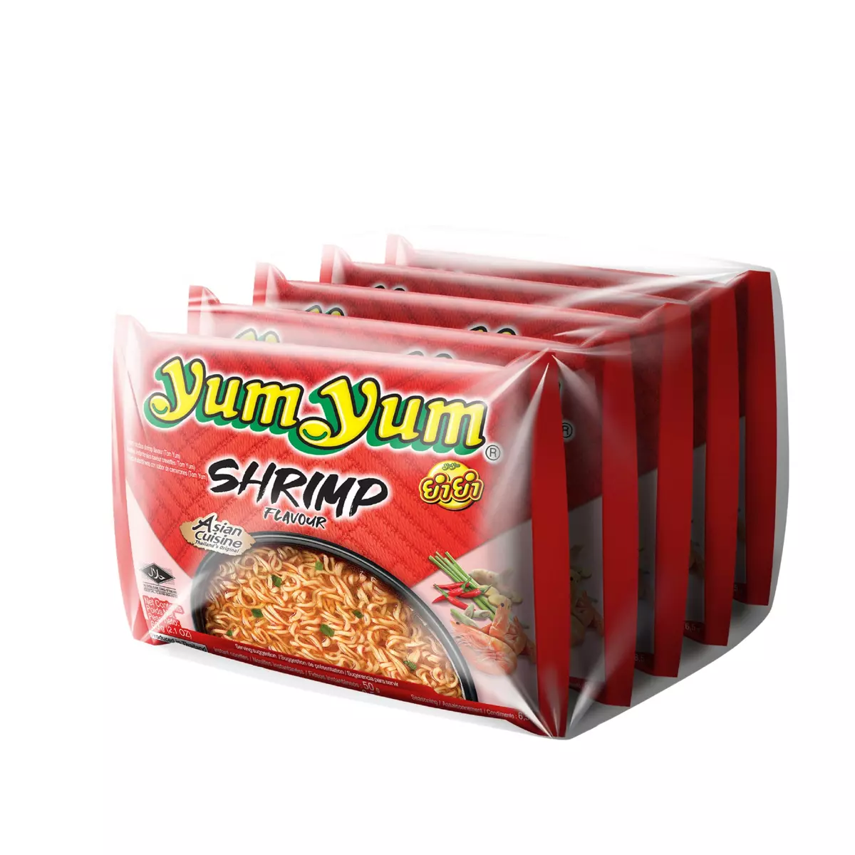 YUM YUM Nouilles asiatiques instantanées saveur crevette sachets 5X60g