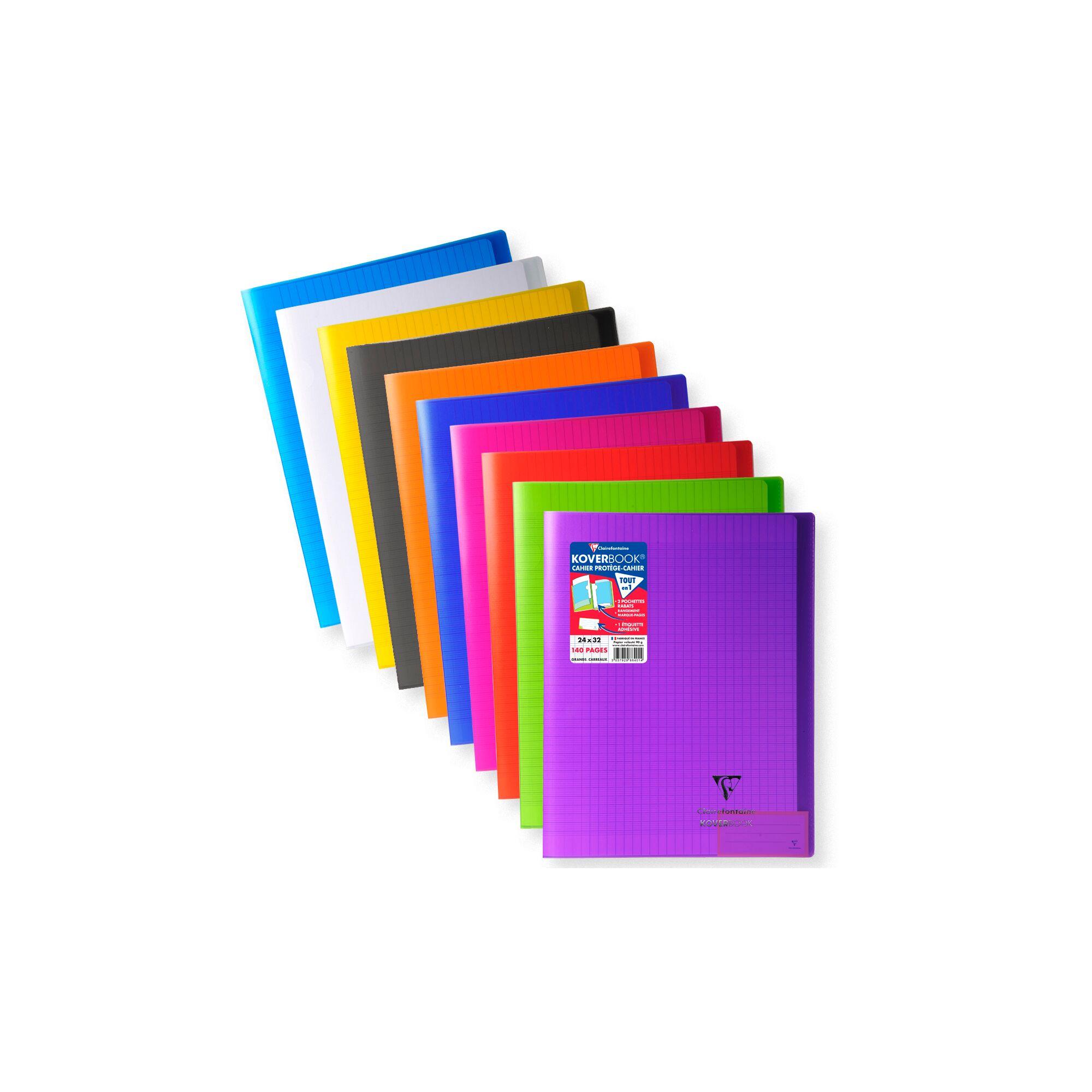 CLAIREFONTAINE Cahier Koverbook - Polypro - 24 x 32cm - 140 pages - Grands carreaux