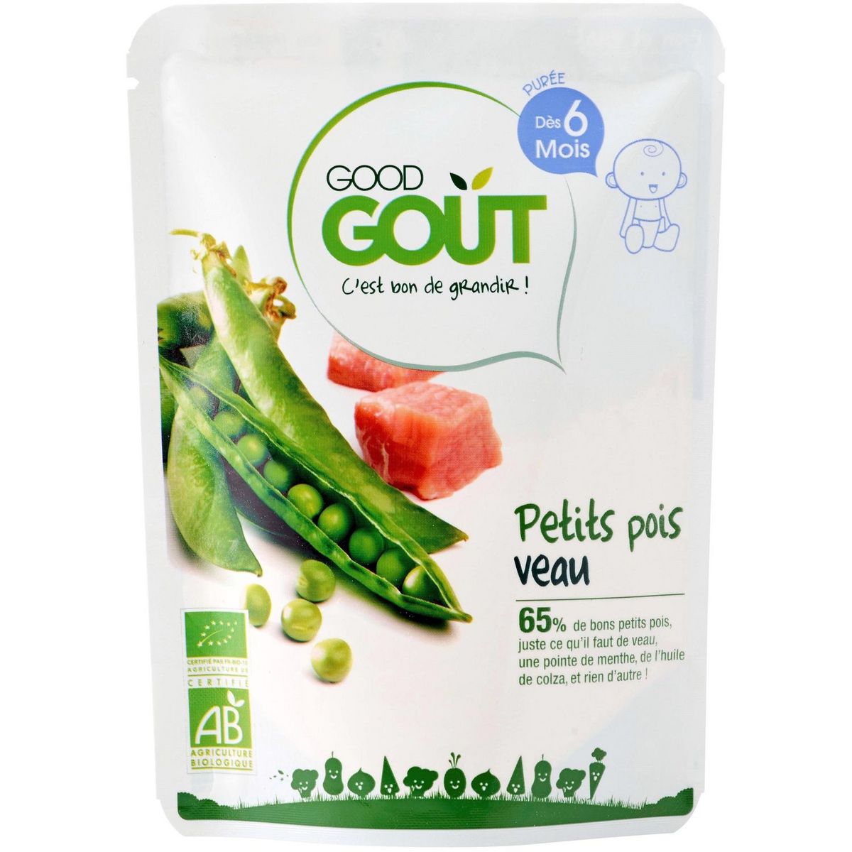 GOOD GOUT Purée de petits pois veau bio dès 6 mois 190g