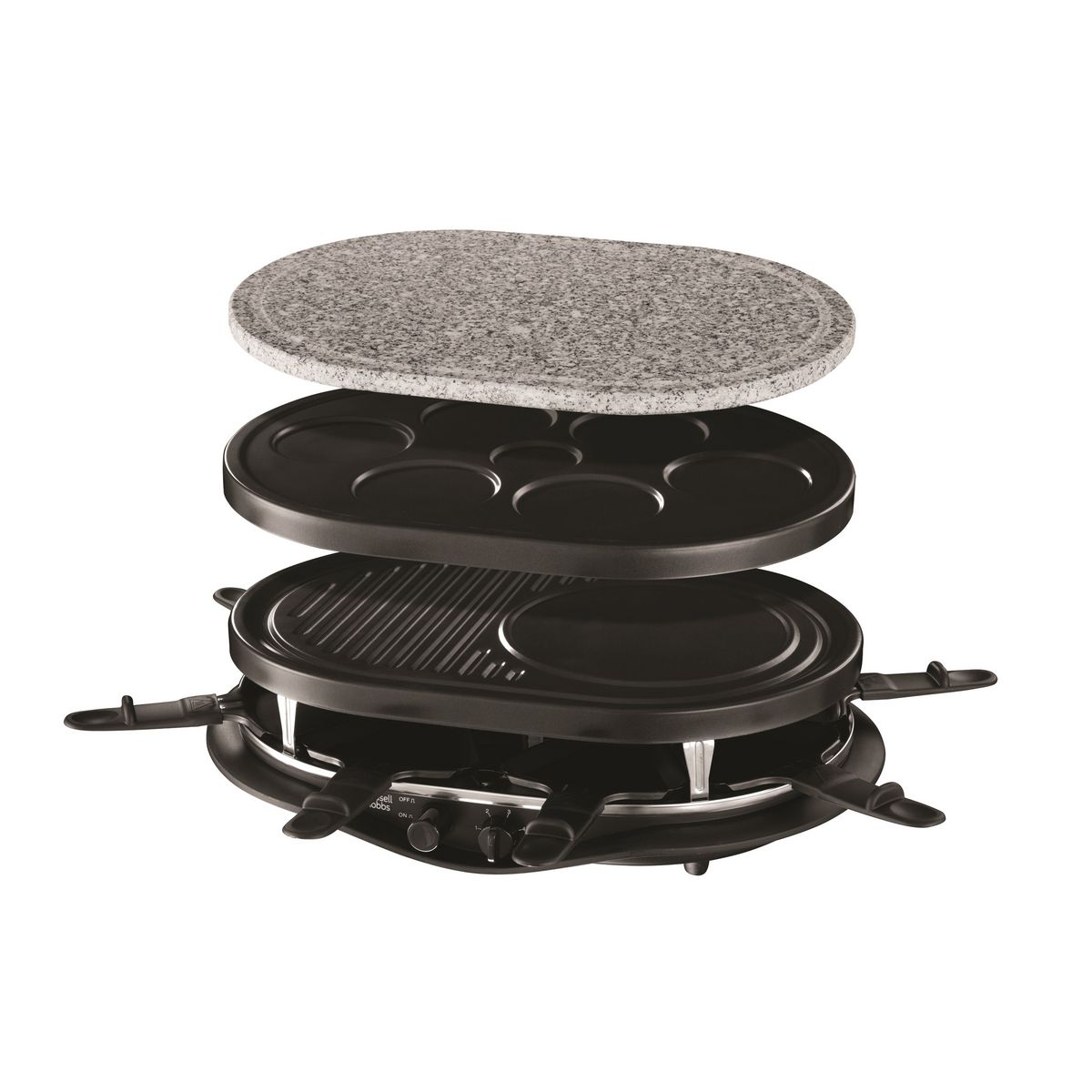 RUSSELL HOBBS 4 en 1 - Appareil à raclette multifonctions 8 personnes 21000-56 Fiesta quatuor