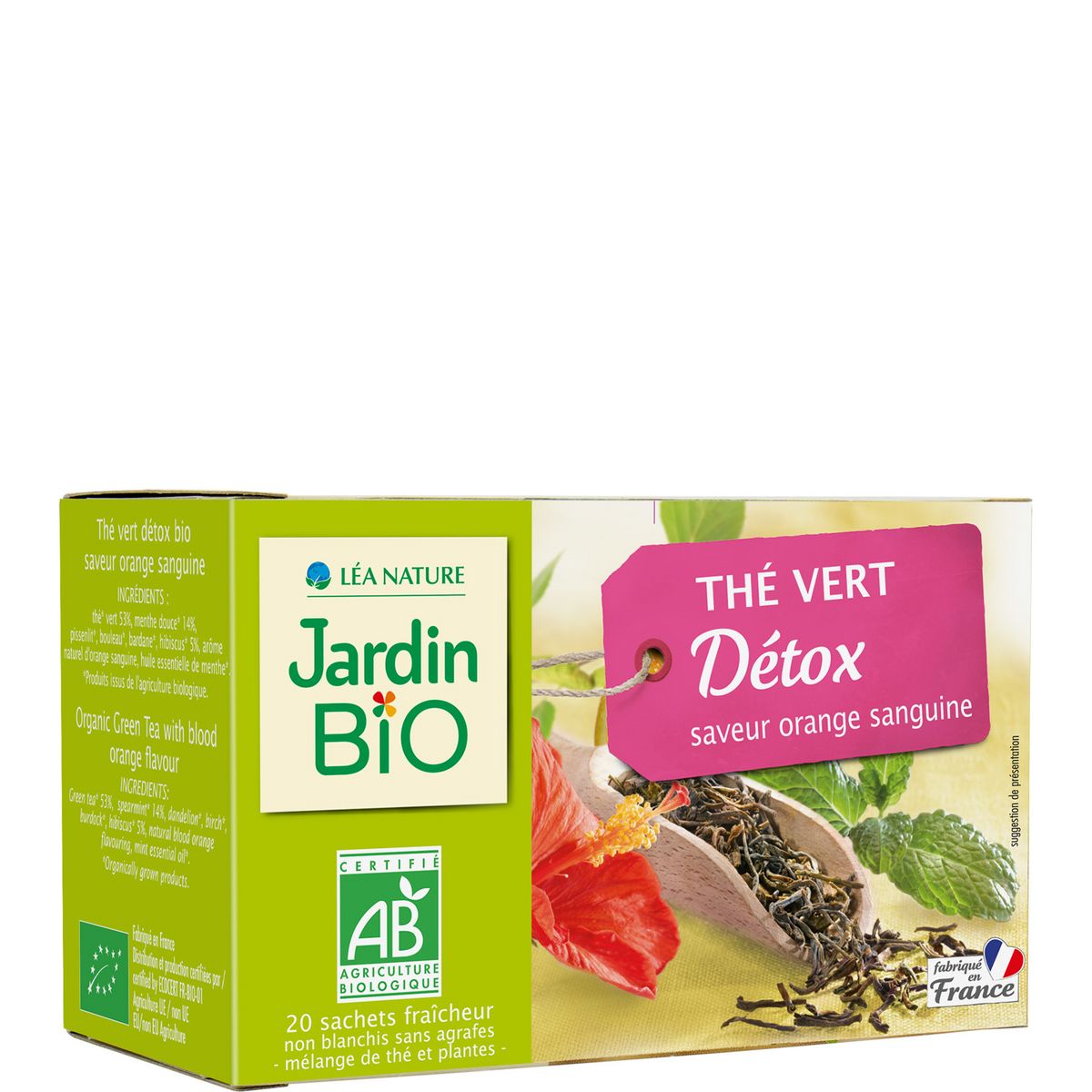 JARDIN BIO ETIC Thé vert détox saveur orange sanguine 20 sachets 30g