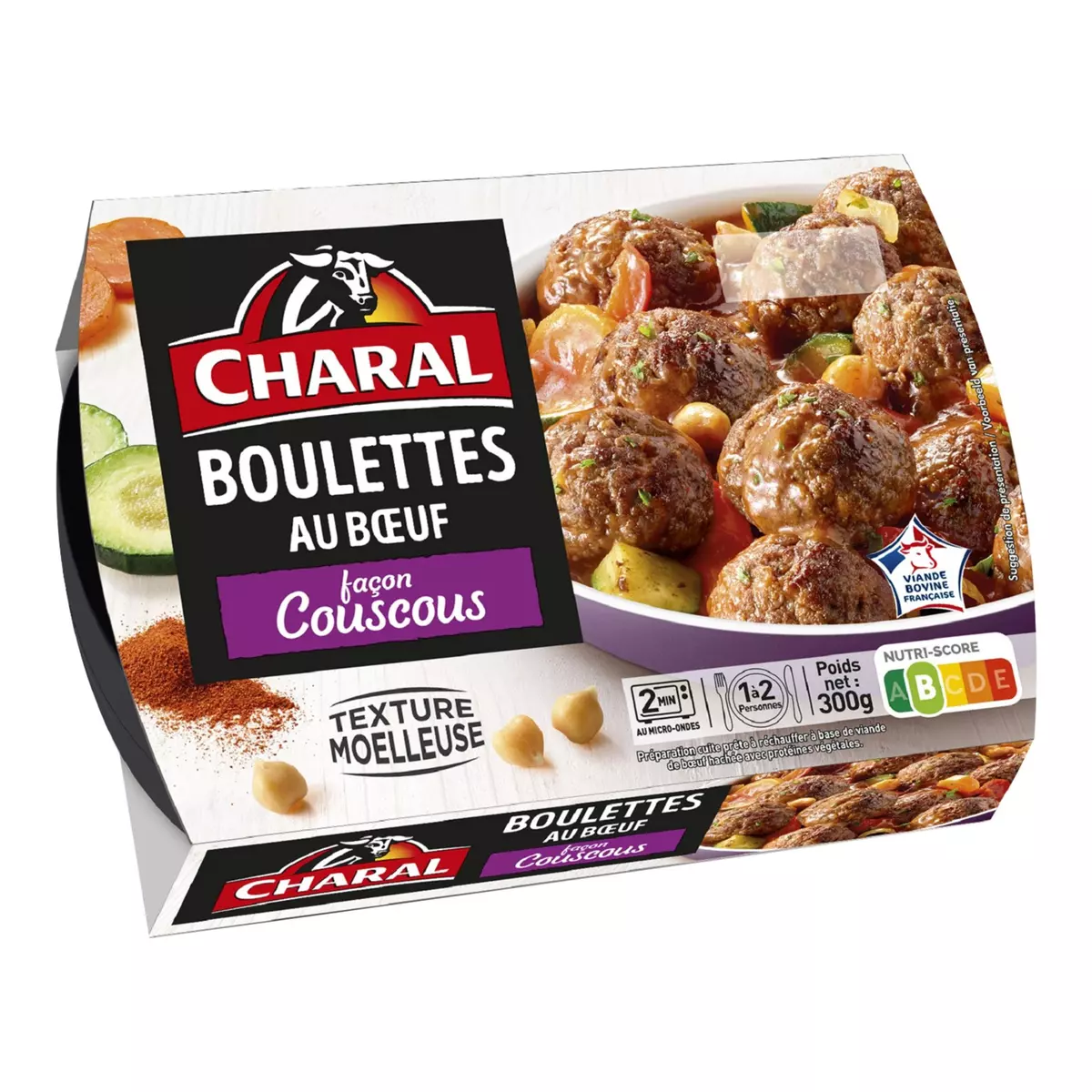 CHARAL Boulettes au boeuf façon couscous 1 à 2 portions 300g