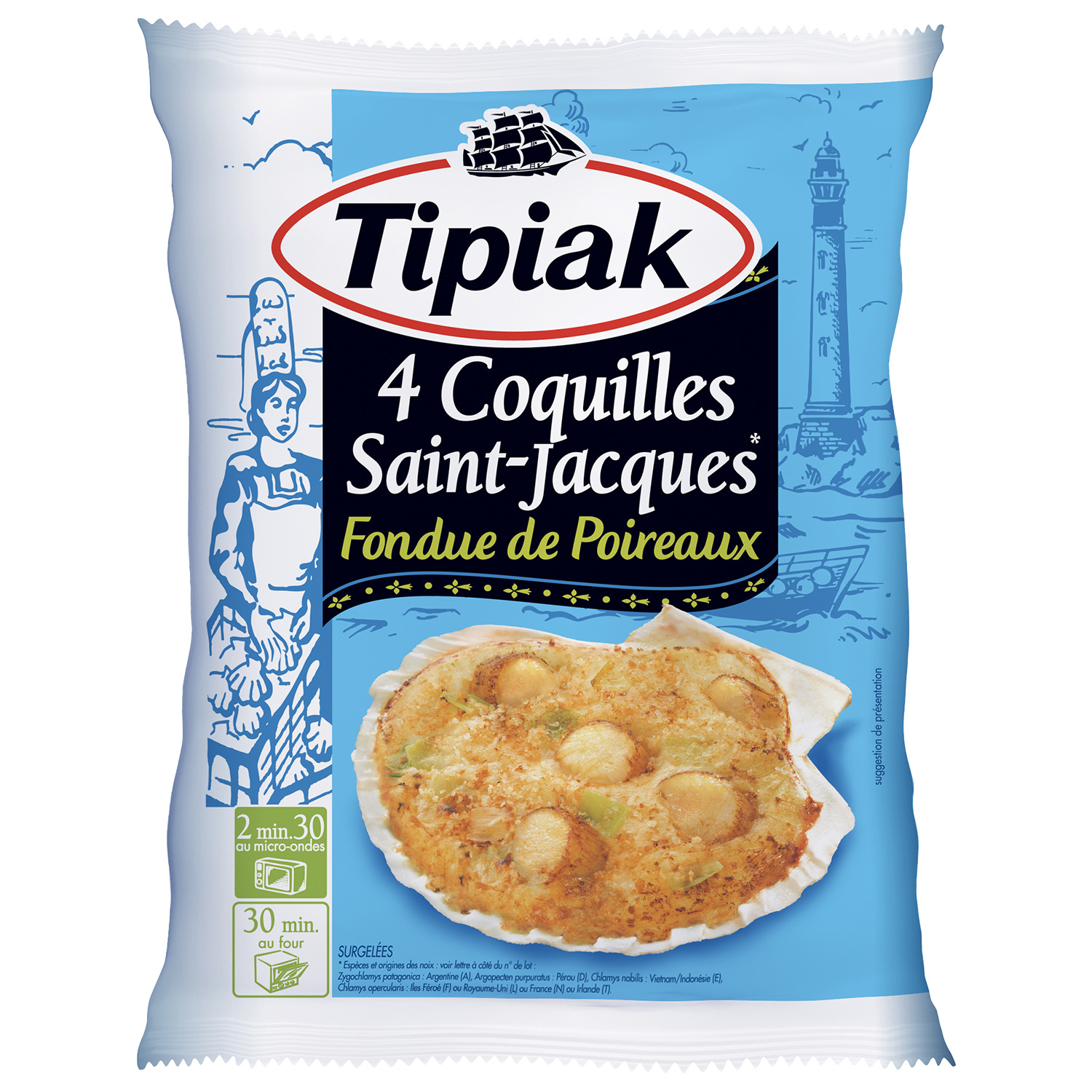 Voir la diapositive 2 : TIPIAK Coquilles Saint-Jacques aux poirreaux 4 pièces 360g