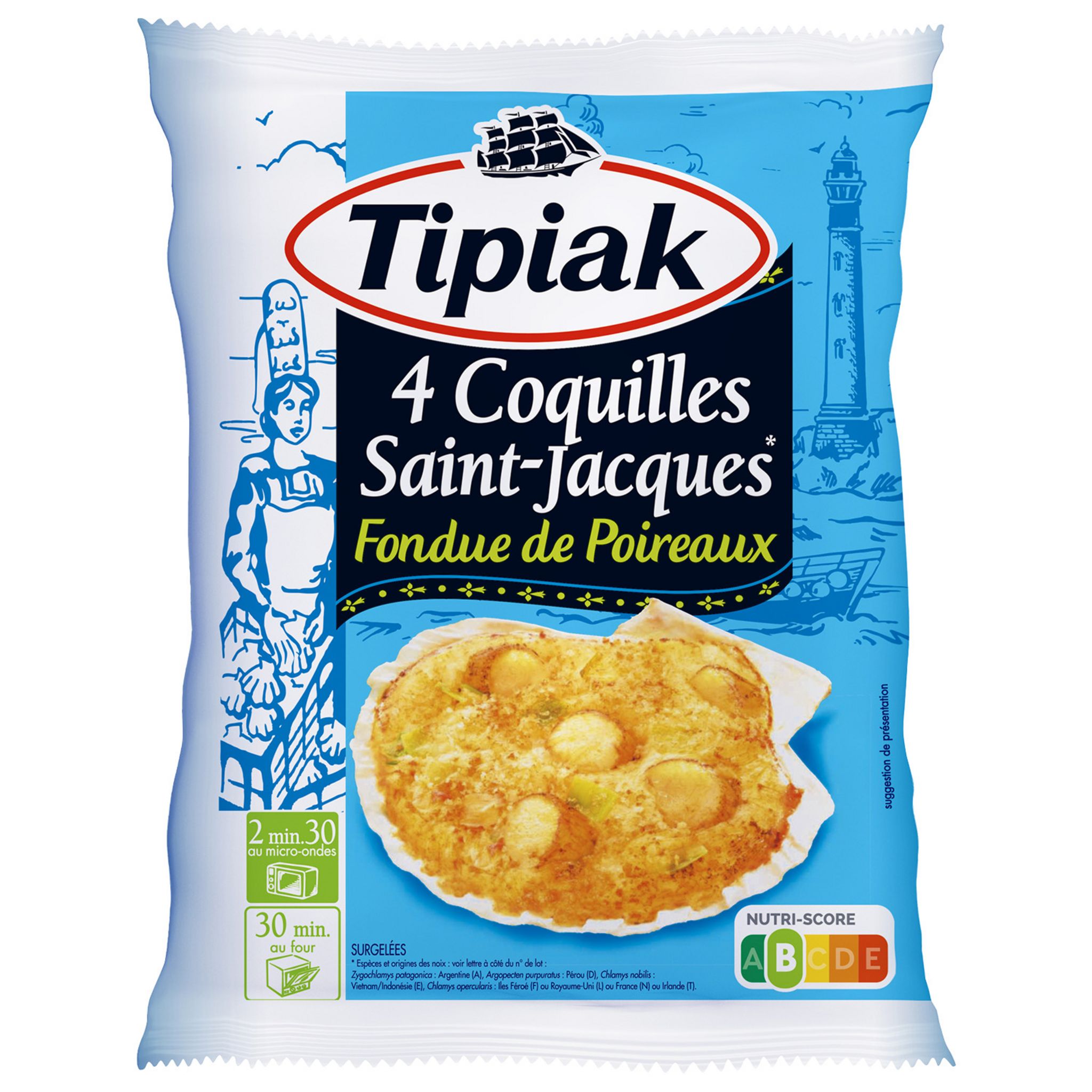 Voir la diapositive 4 : TIPIAK Coquilles Saint-Jacques aux poirreaux 4 pièces 360g