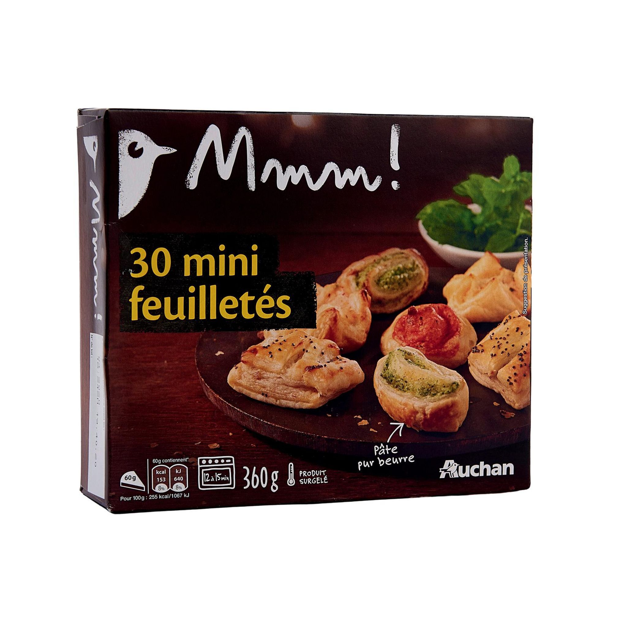Voir la diapositive 2 : AUCHAN MMM! Mini feuilletés 30 pièces 360g