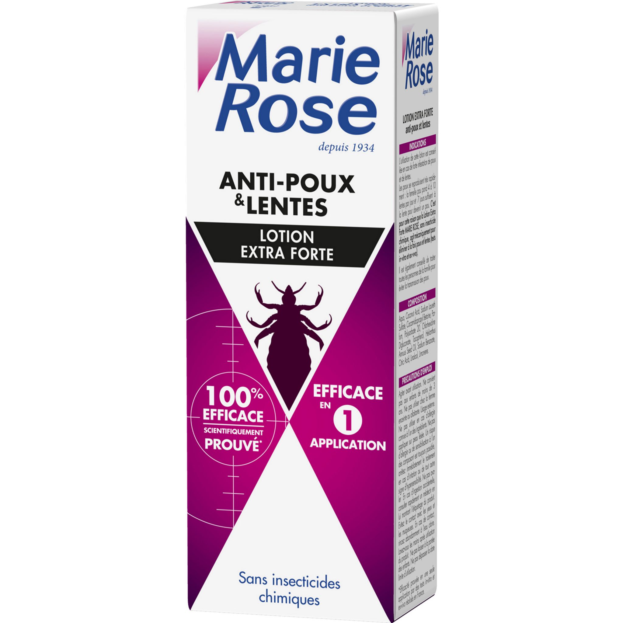 Voir la diapositive 2 : MARIE ROSE Lotion extra-forte anti-poux & lentes 100ml
