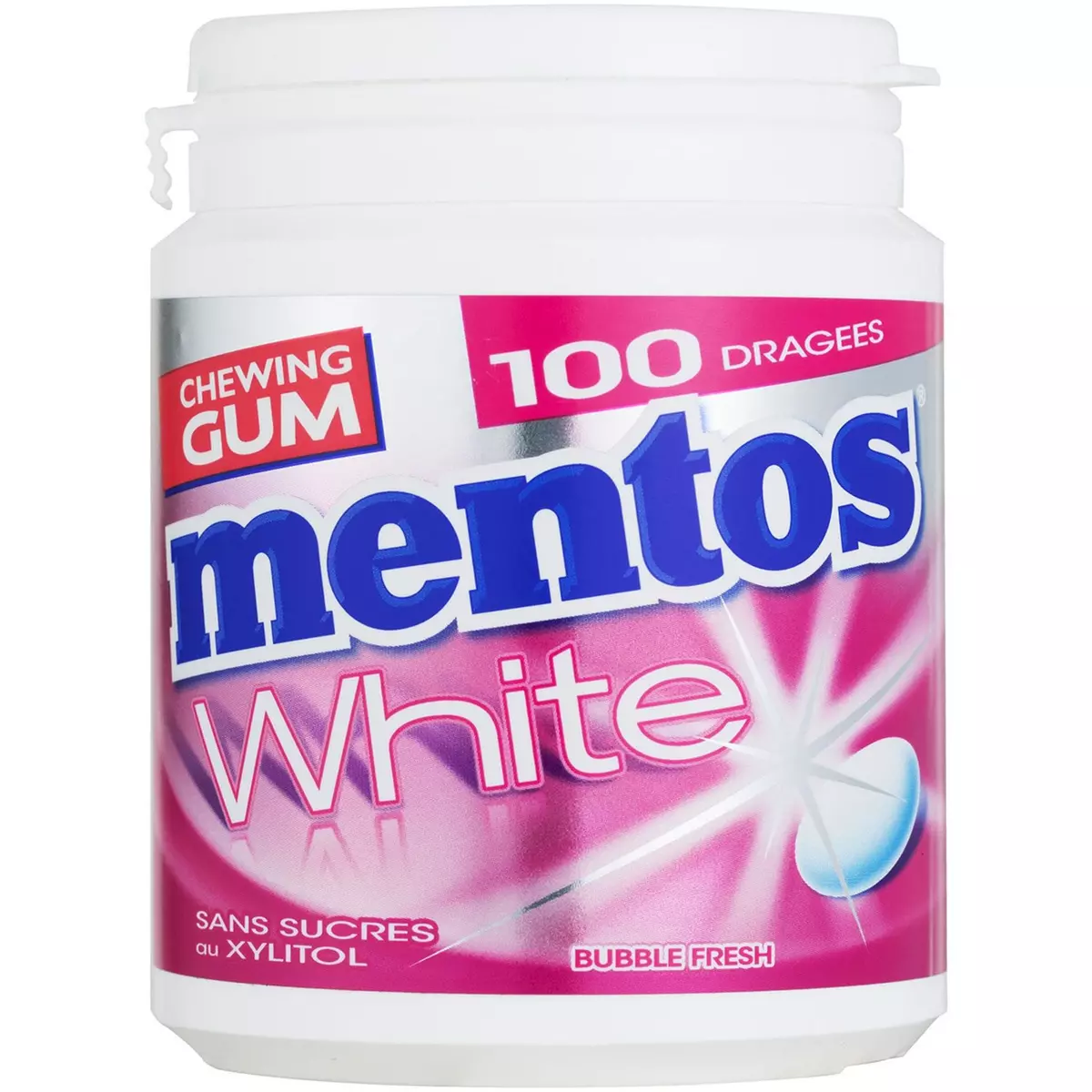MENTOS White chewing-gum dragée fresh bubble sans sucres 100 chewing-gum 150g