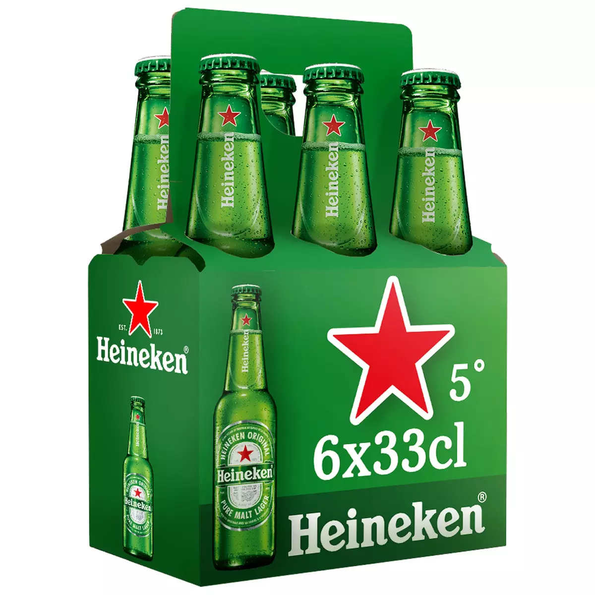 HEINEKEN Bière blonde premium 5% bouteilles 6x33cl