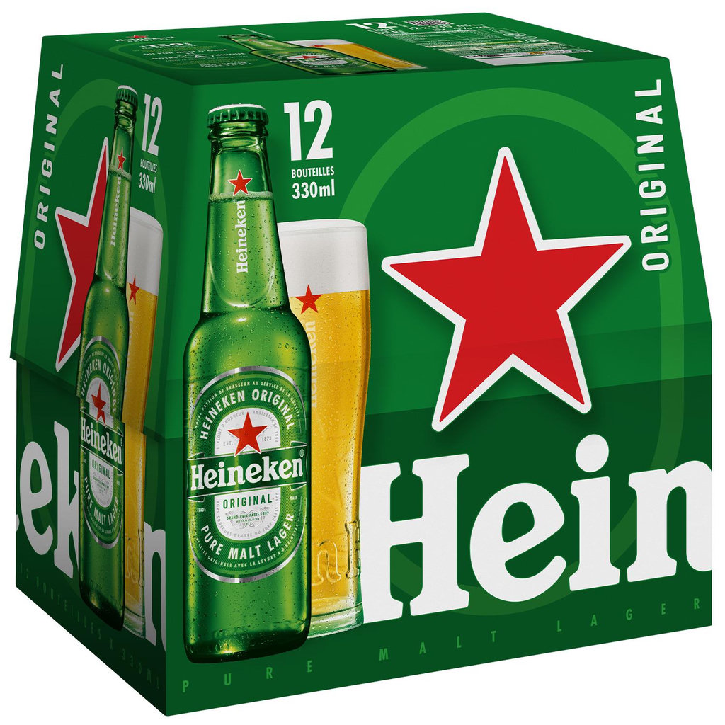 HEINEKEN Bière blonde 5% pack bouteilles 12x33cl