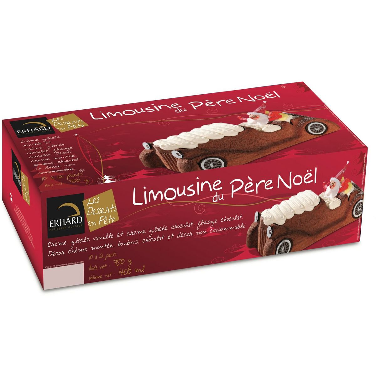 ERHARD Bûche glacée limousine glacée du Père Noël 10-12 parts 750g