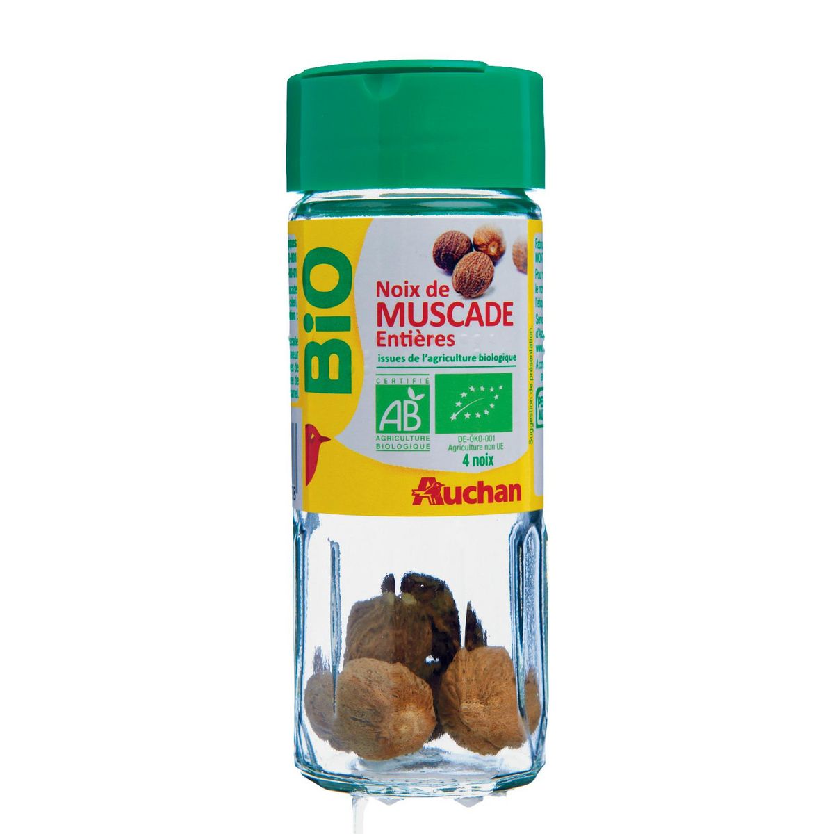 AUCHAN BIO Noix de muscade entières 4 noix 12g