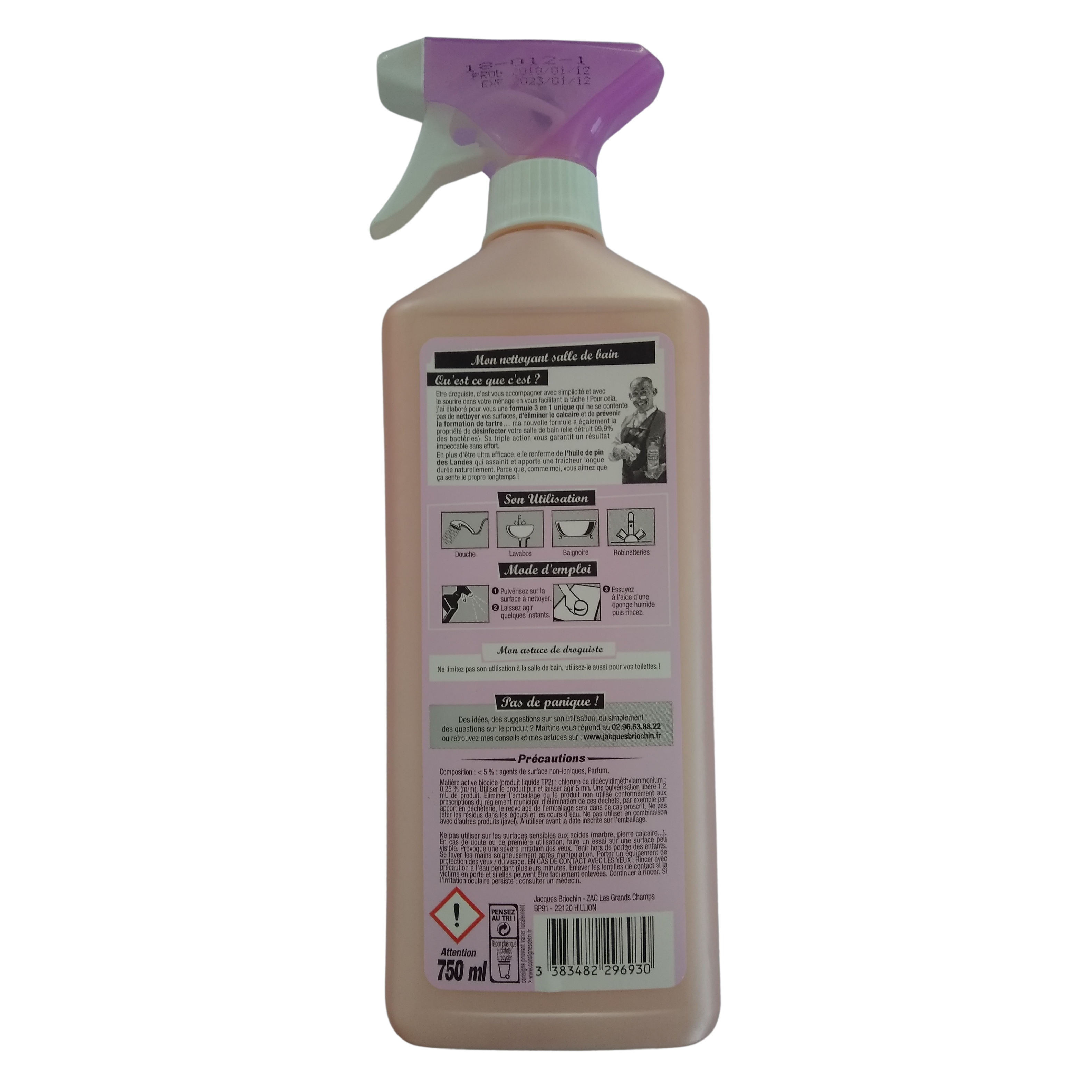 Voir la diapositive 2 : BRIOCHIN Spray nettoyant anti-calcaire salle de bain 750ml