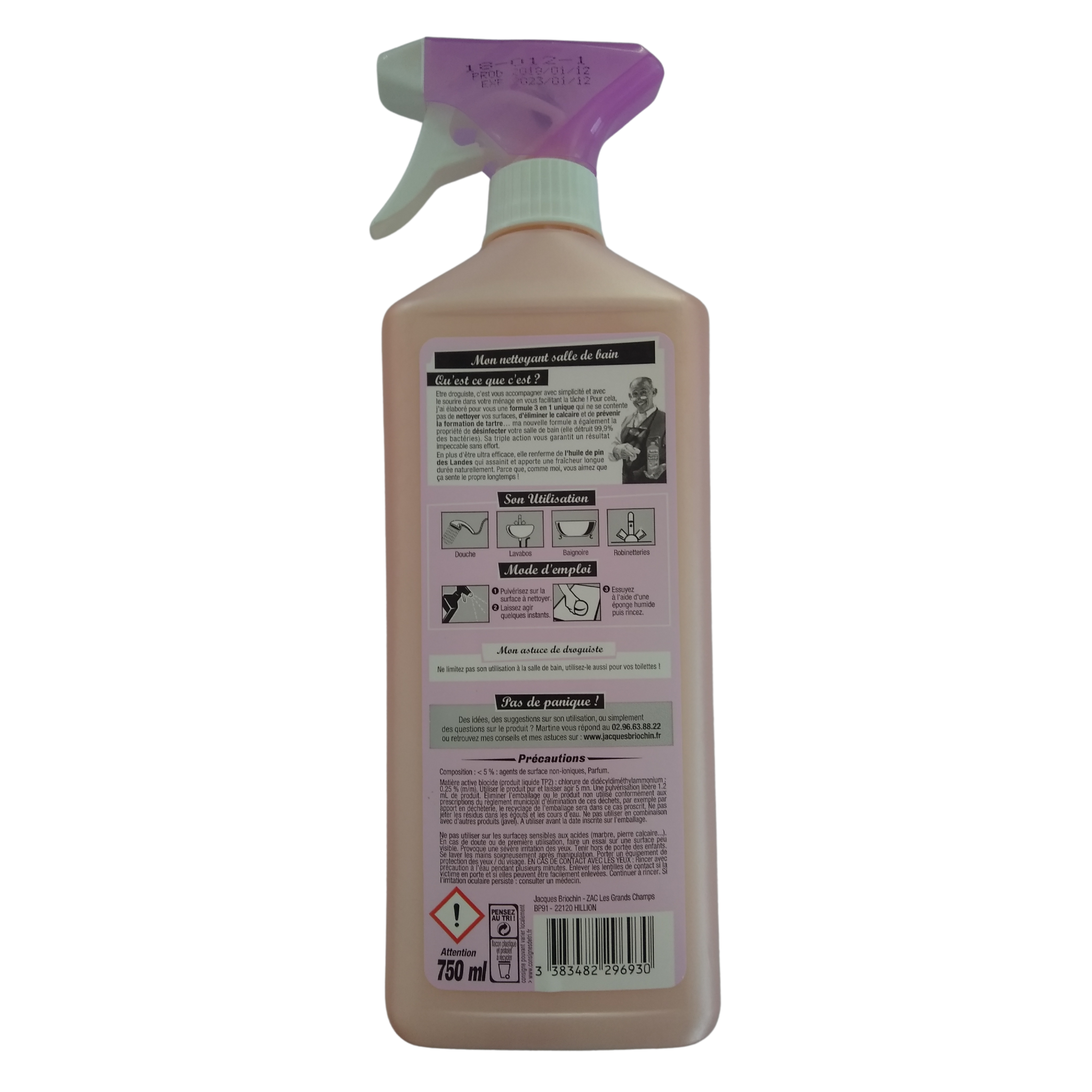 Voir la diapositive 2 : BRIOCHIN Spray nettoyant anti-calcaire salle de bain 750ml