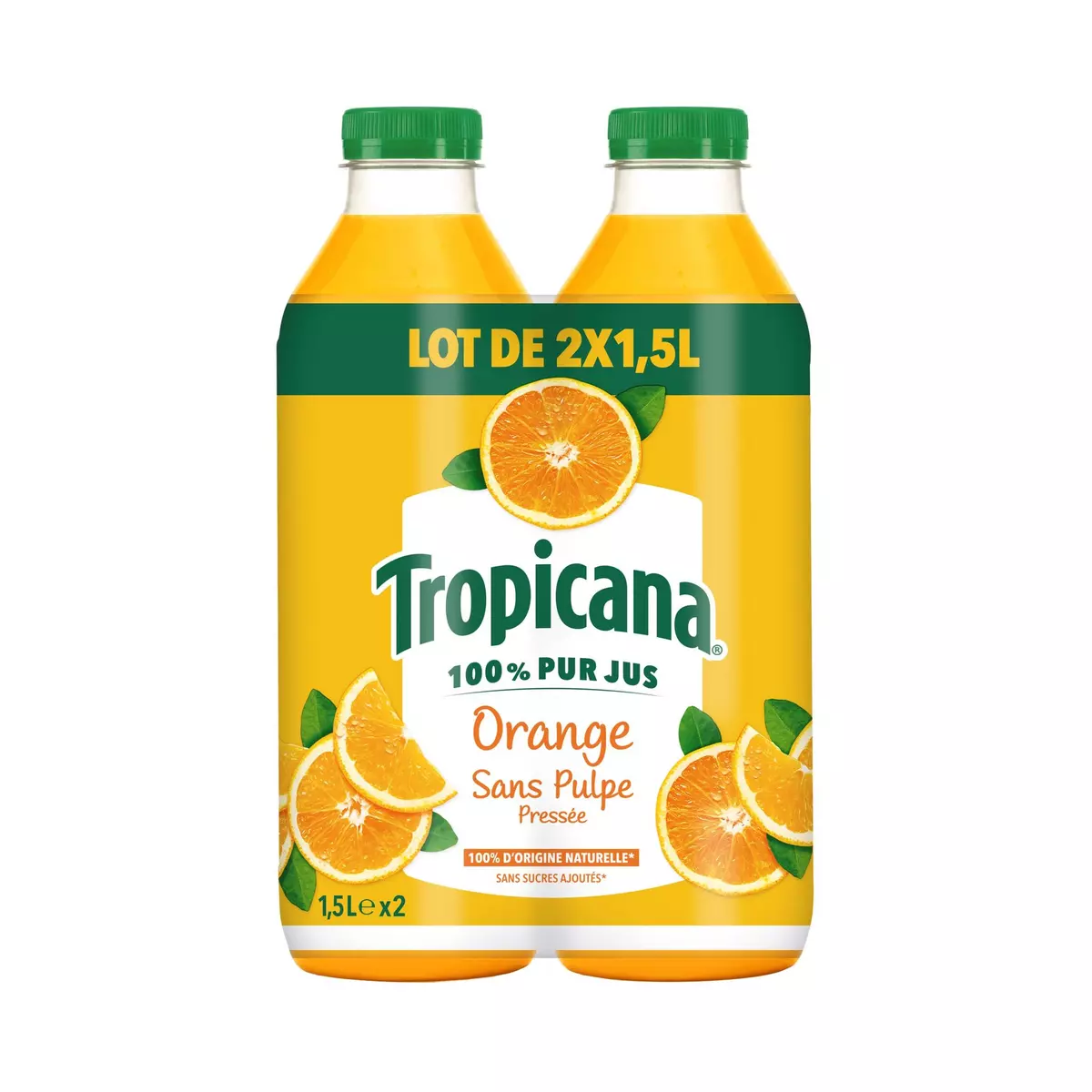 TROPICANA Jus pure premium 100% orange sans pulpe 2x1,5l