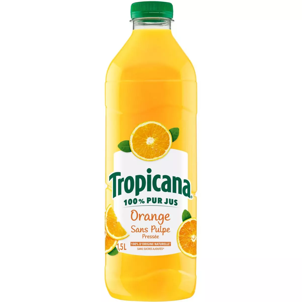 TROPICANA Pur jus d'orange sans pulpe 1,5l