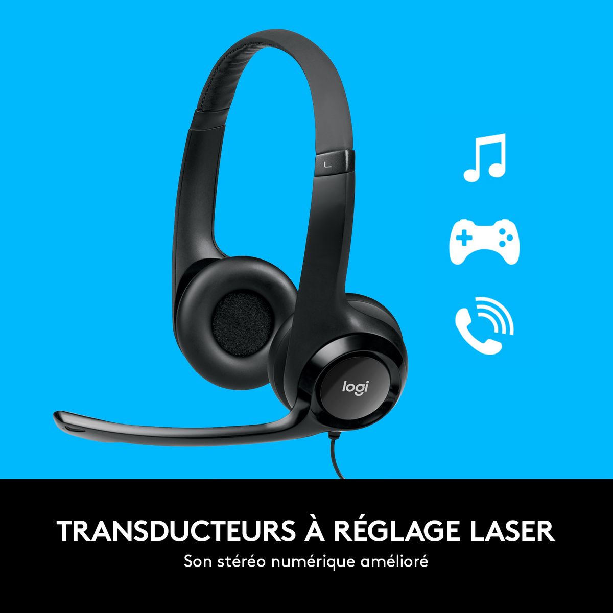 LOGITECH Casque Filaire H390 USB Stéréo avec Micro