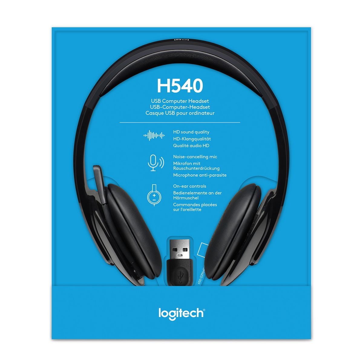 LOGITECH Casque H540 Filaire, Ecouteurs Stéréo Anti-Parasites, USB, pour PC/Mac