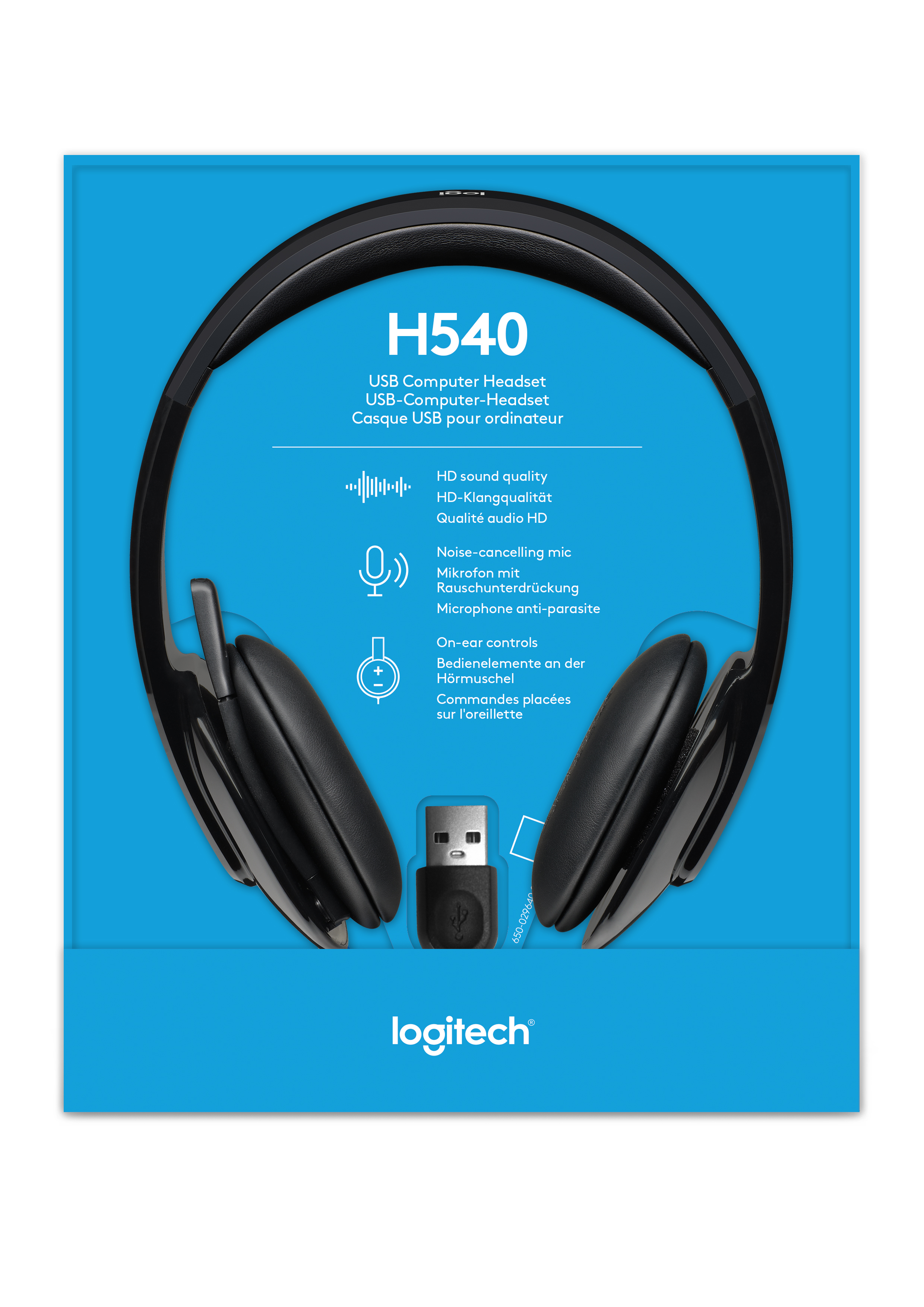 Voir la diapositive 8 : LOGITECH Casque H540 Filaire, Ecouteurs Stéréo Anti-Parasites, USB, pour PC/Mac