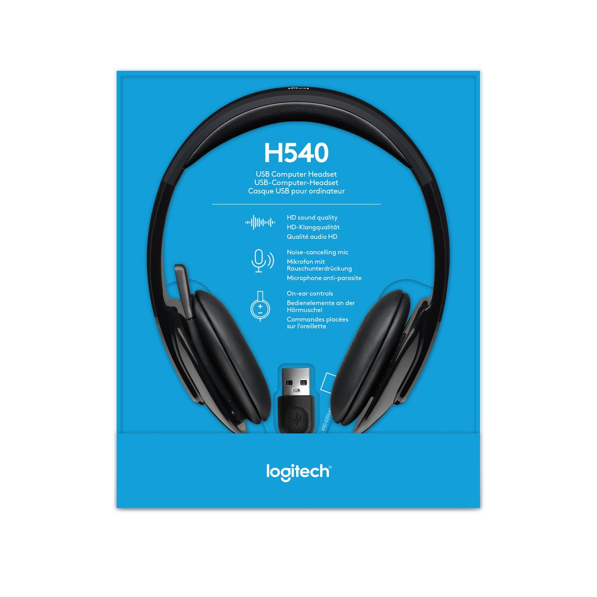 LOGITECH Casque H540 Filaire, Ecouteurs Stéréo Anti-Parasites, USB, pour PC/Mac