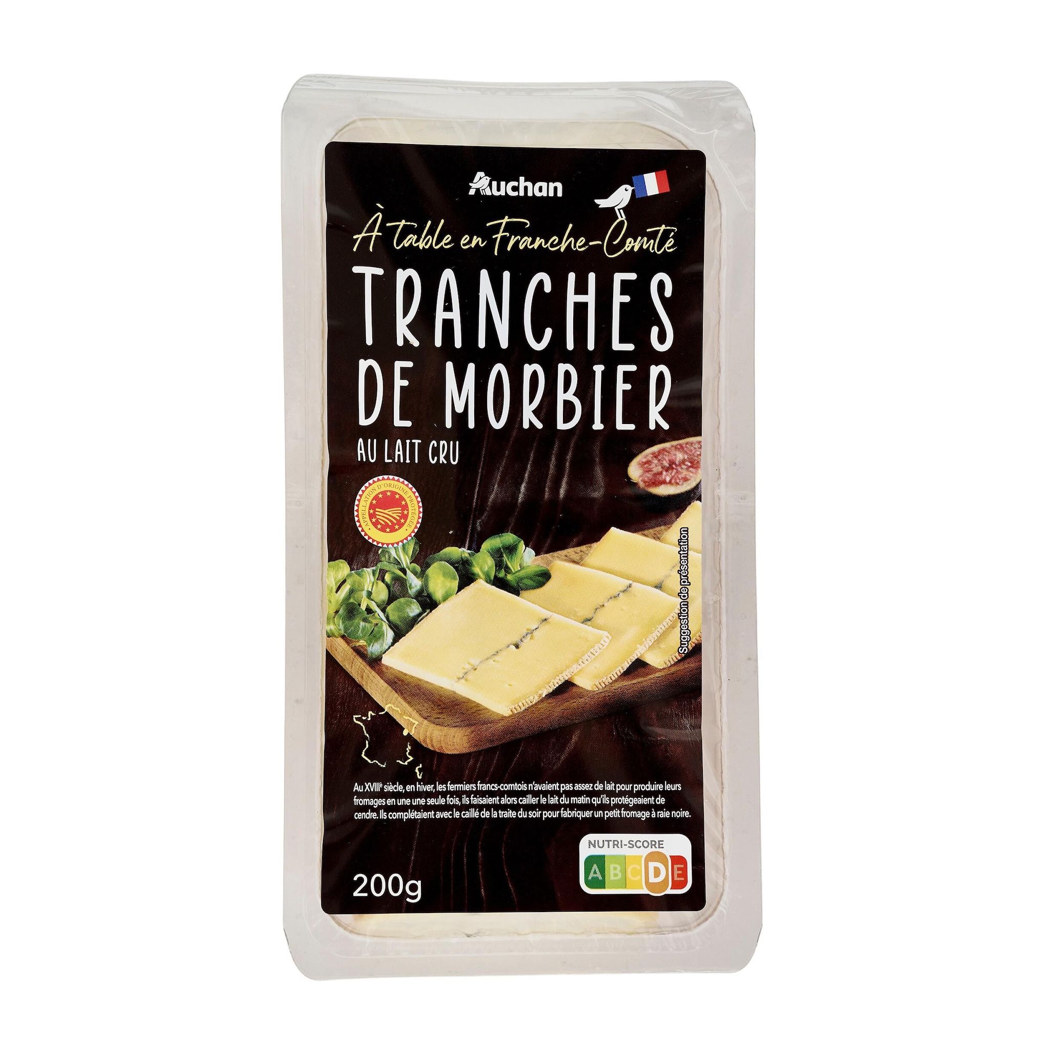 Voir la diapositive 2 : AUCHAN Fromage à raclette morbier AOP 2 parts 200g