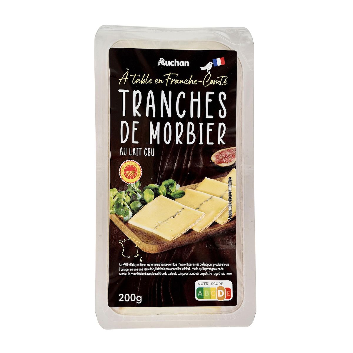 AUCHAN Fromage à raclette morbier AOP 2 parts 200g