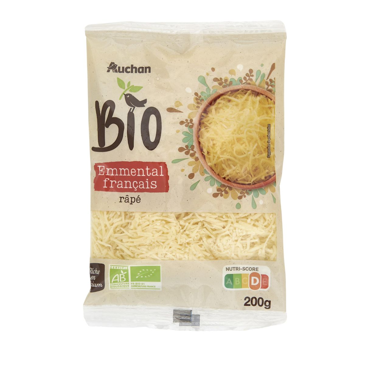AUCHAN BIO Emmental râpé français 200g