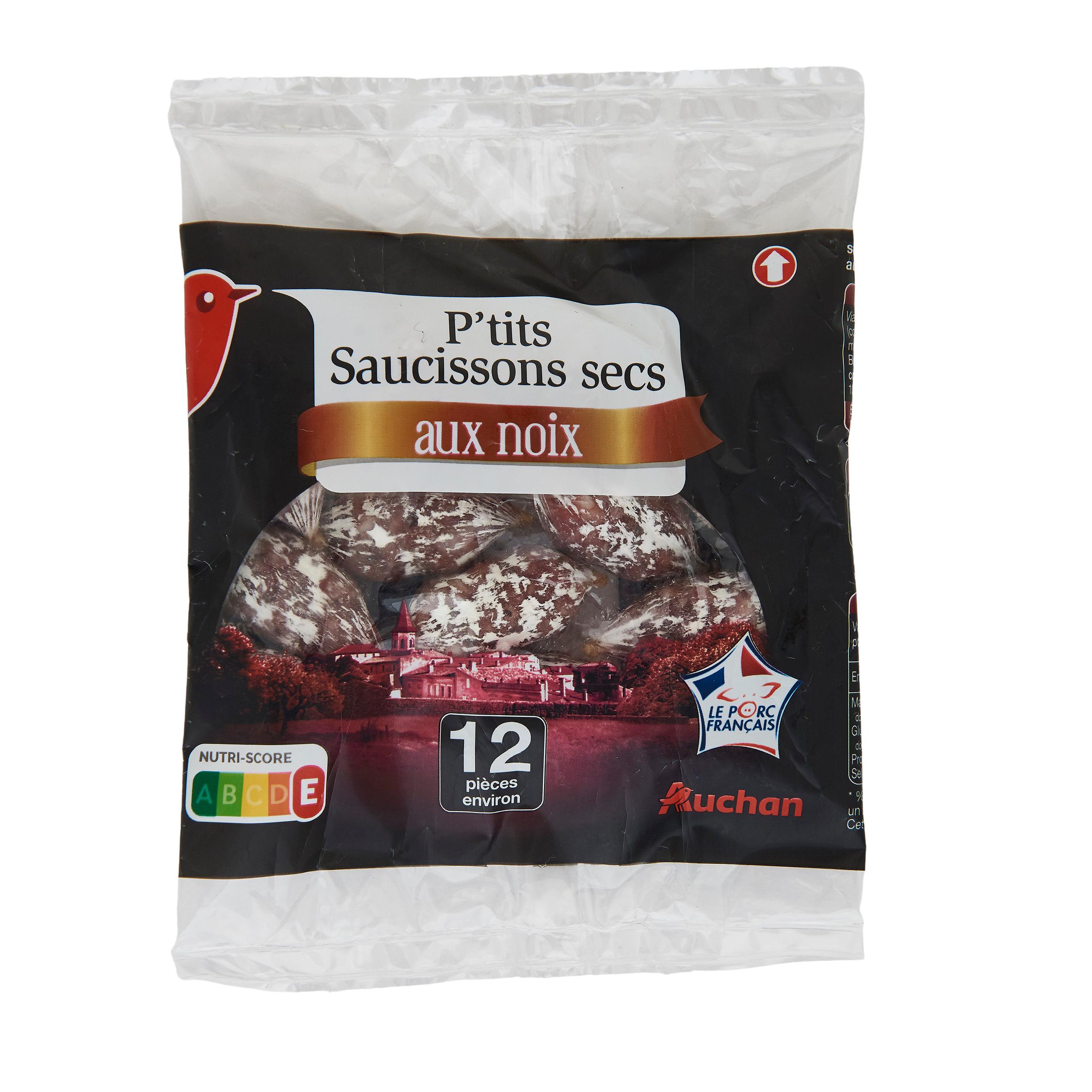 Voir la diapositive 3 : AUCHAN Petits saucissons aux noix 12 pièces 75g