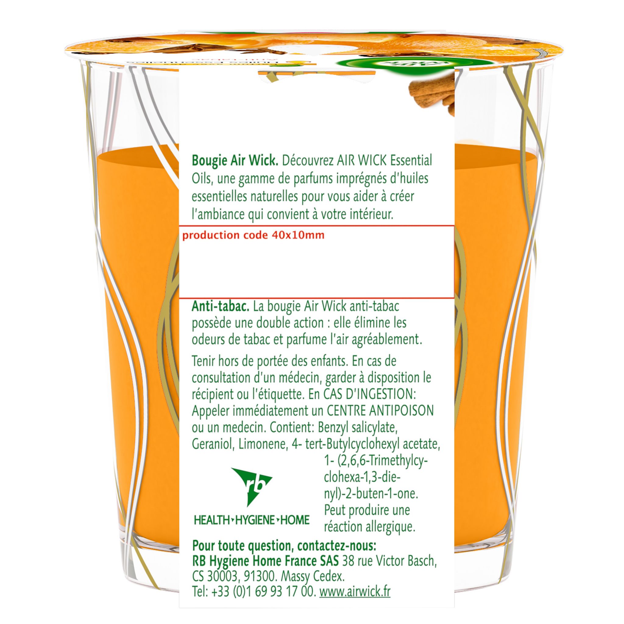 Voir la diapositive 2 : AIR WICK Essential Oils bougie anti-tabac 1 bougie
