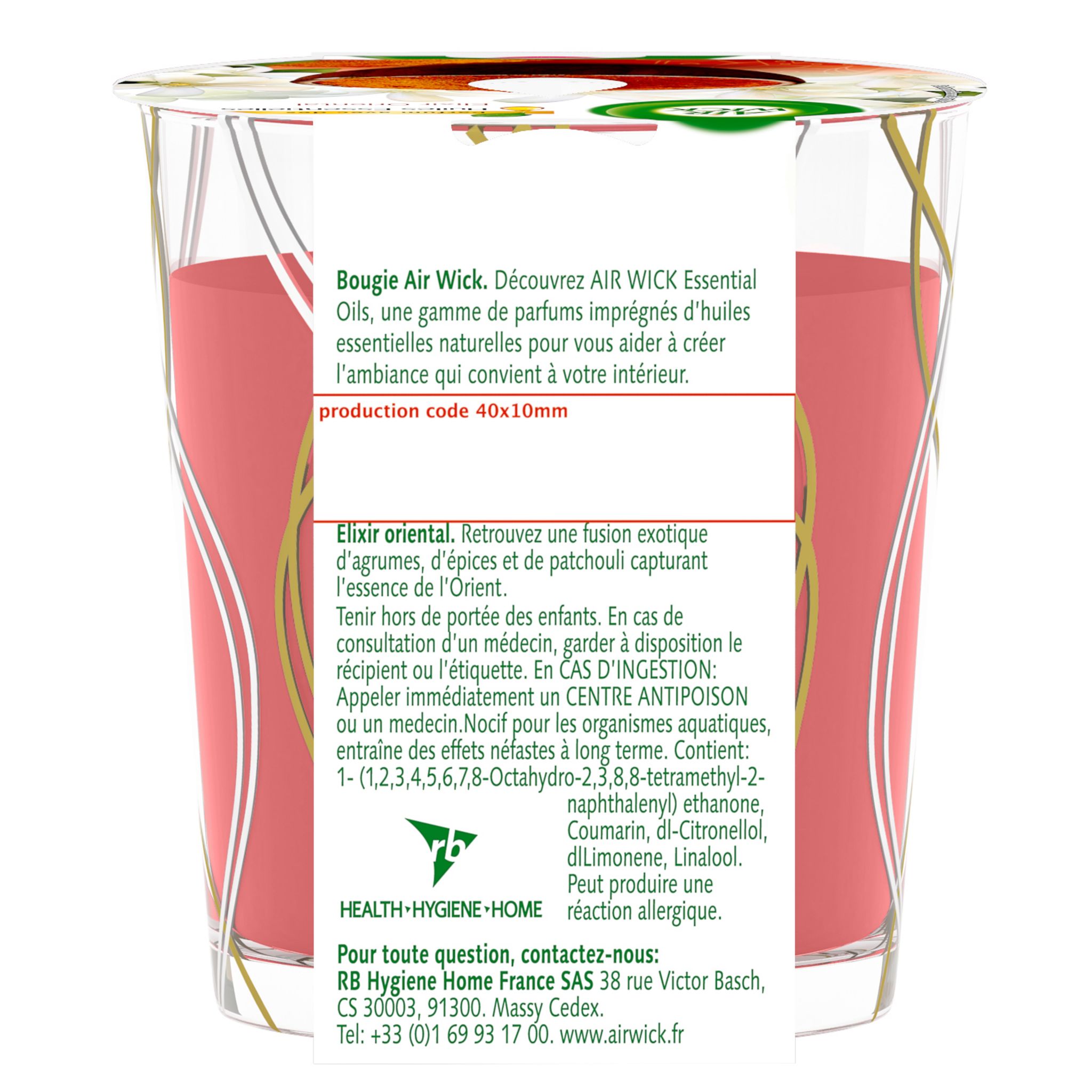 Voir la diapositive 2 : AIR WICK Essential Oils bougie elixir oriental 1 bougie