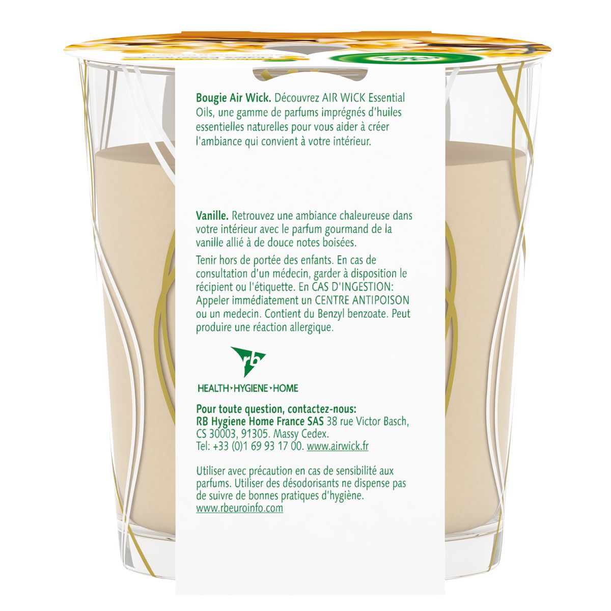 AIR WICK Essential Oils bougie vanille gourmande 1 bougie