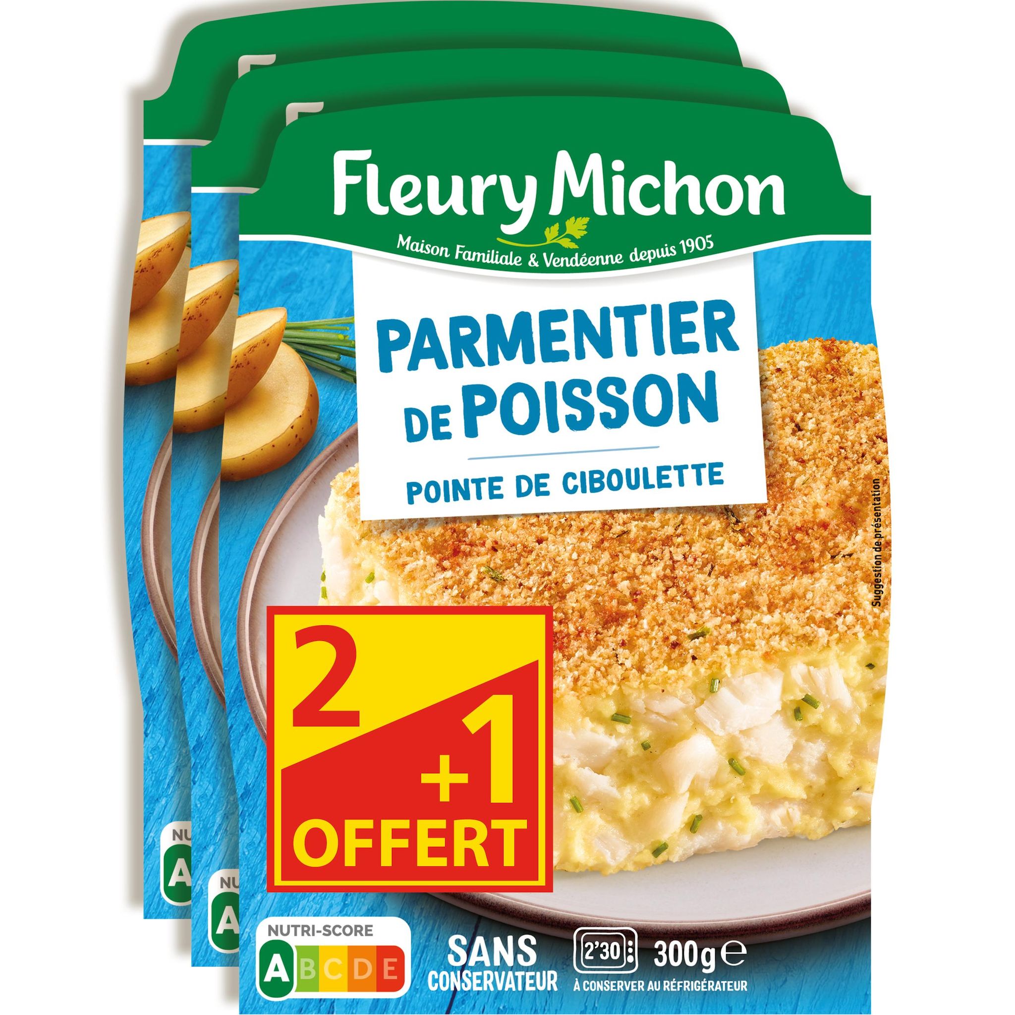 FLEURY MICHON Parmentier de poisson 2+1 offert 3x300g