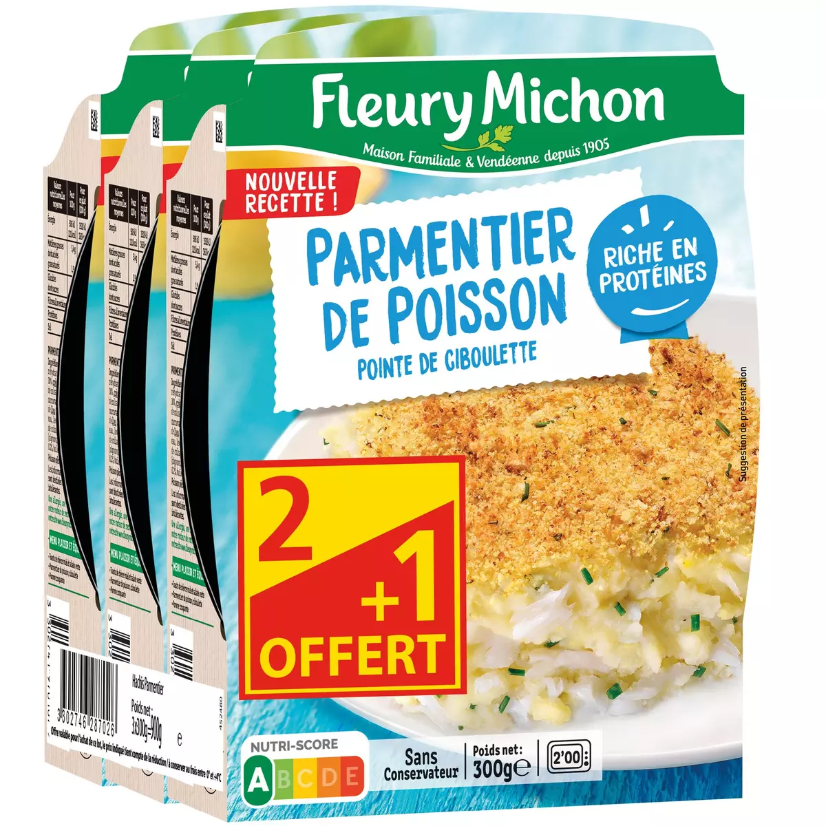 FLEURY MICHON Parmentier de poisson 2+1 offert 3x300g