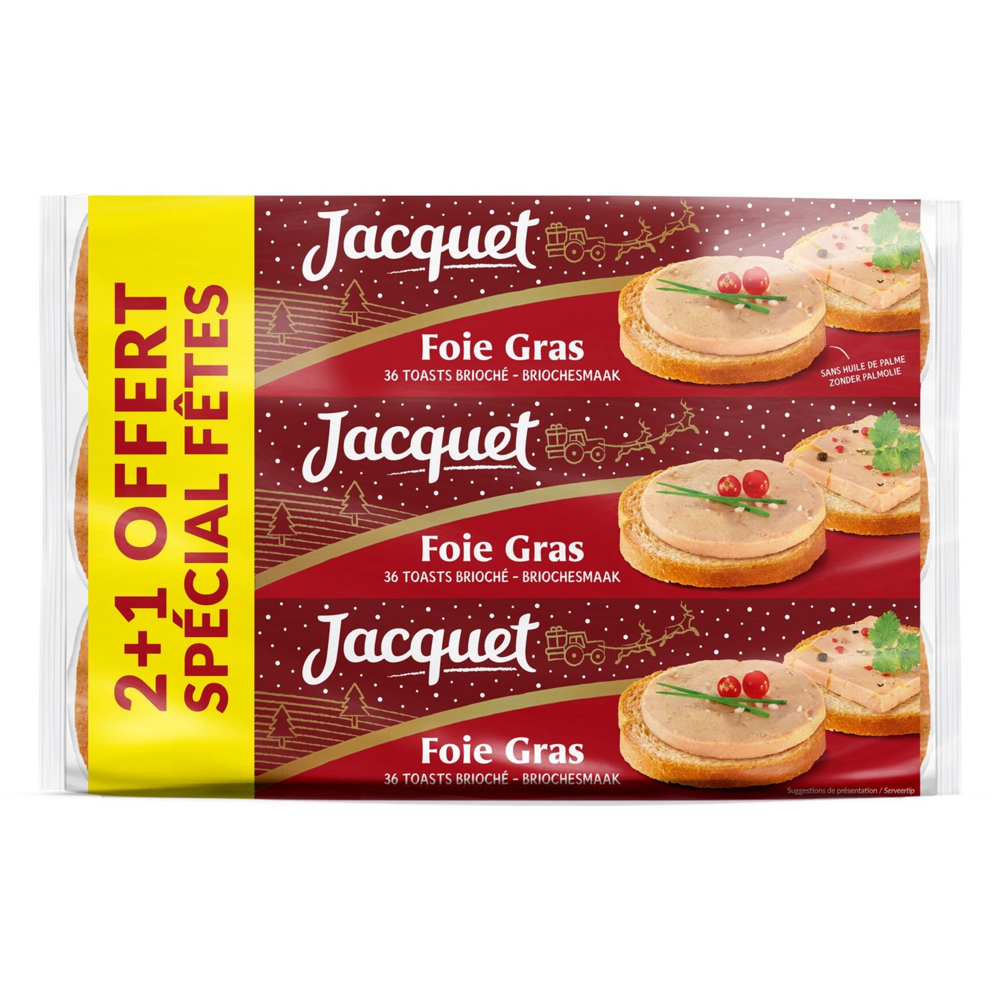 JACQUET Toasts ronds briochés pour foie gras sans huile de palme 3x36 ...