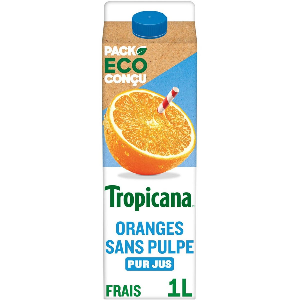 TROPICANA Pur jus d'oranges sans pulpe 1L
