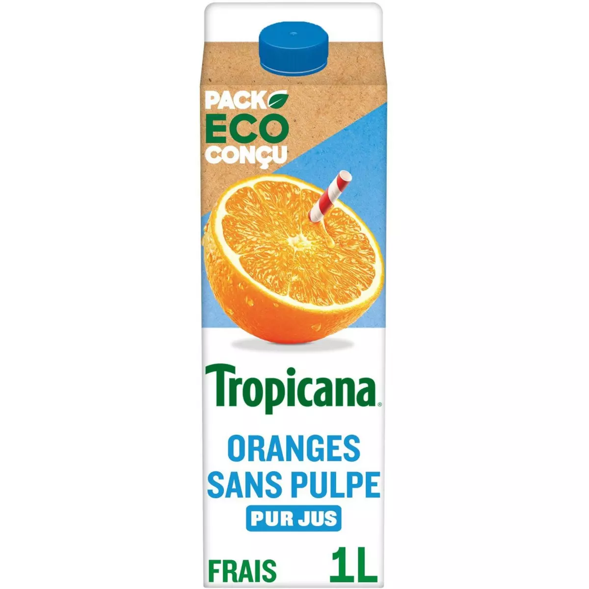TROPICANA Pur jus d'oranges sans pulpe 1L