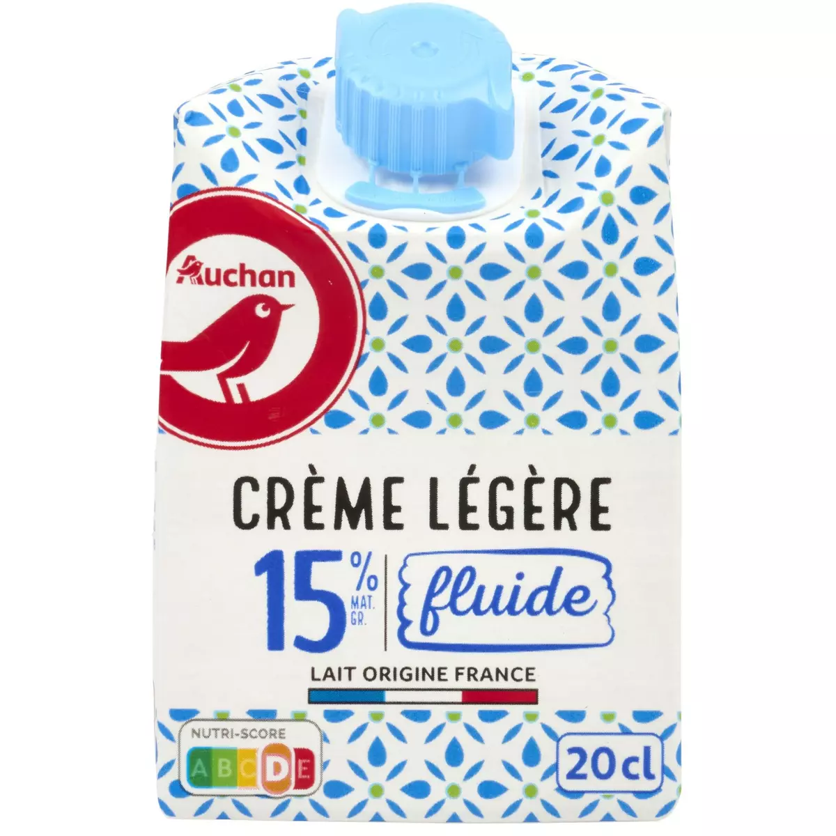 AUCHAN Crème légère fluide 15%MG 20cl
