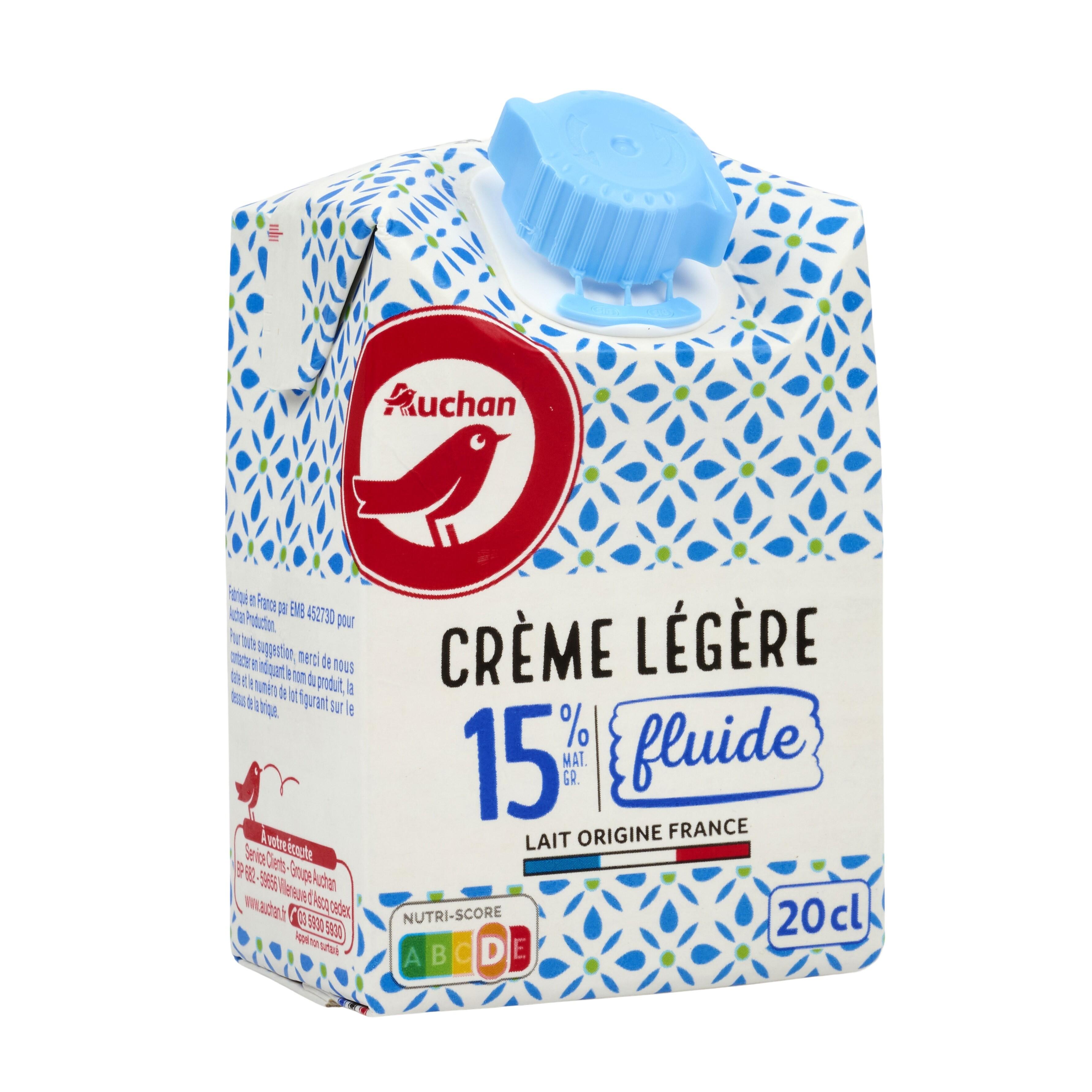 Voir la diapositive 2 : AUCHAN Crème légère fluide 15%MG 20cl
