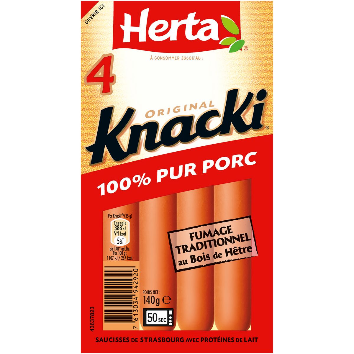 HERTA Saucisses de Strasbourg 4 pièces 140g