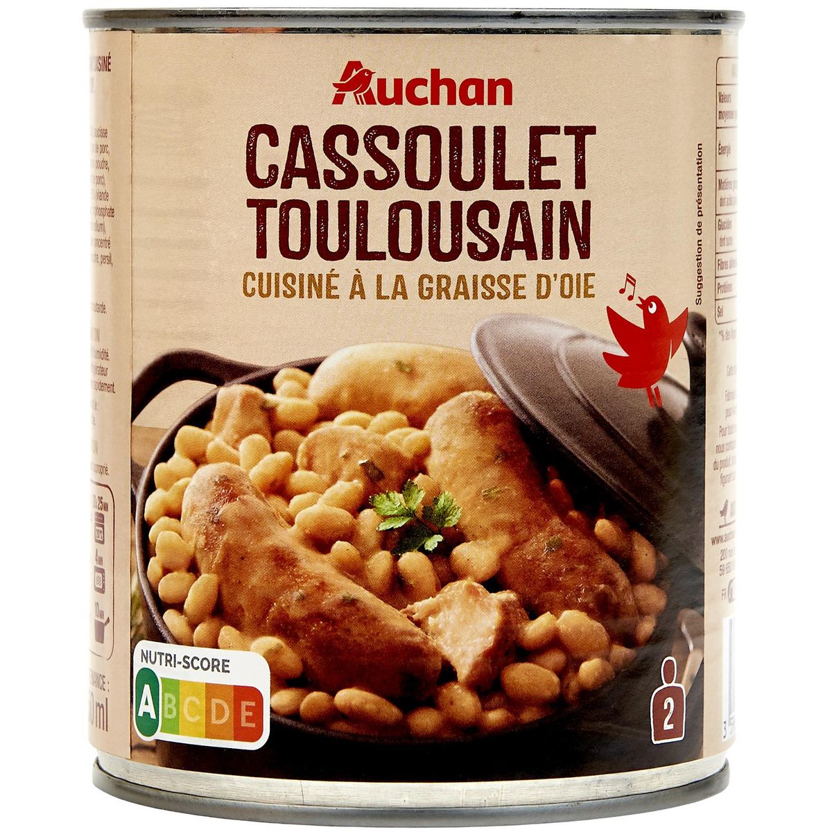 AUCHAN Cassoulet toulousain 2 personnes 840g