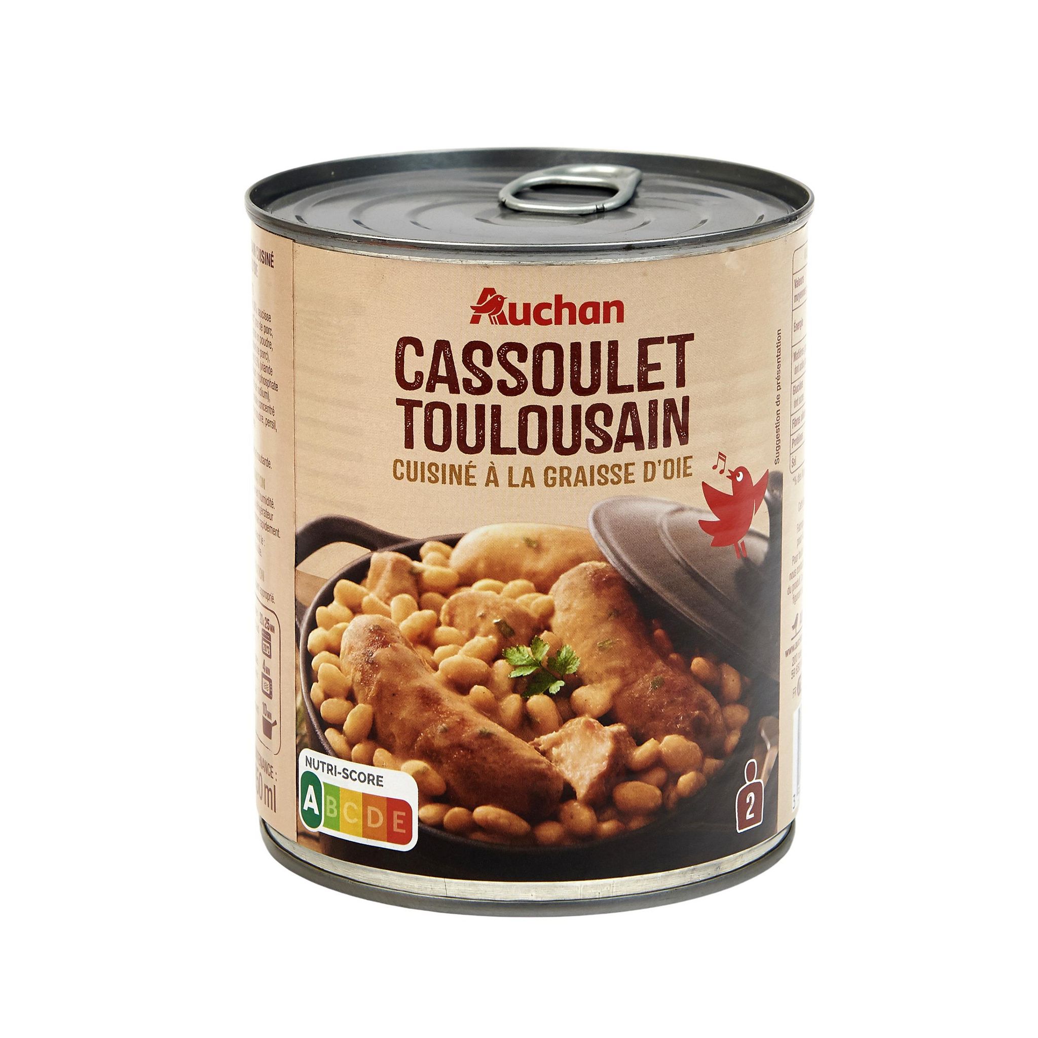 Voir la diapositive 2 : AUCHAN Cassoulet toulousain 2 personnes 840g