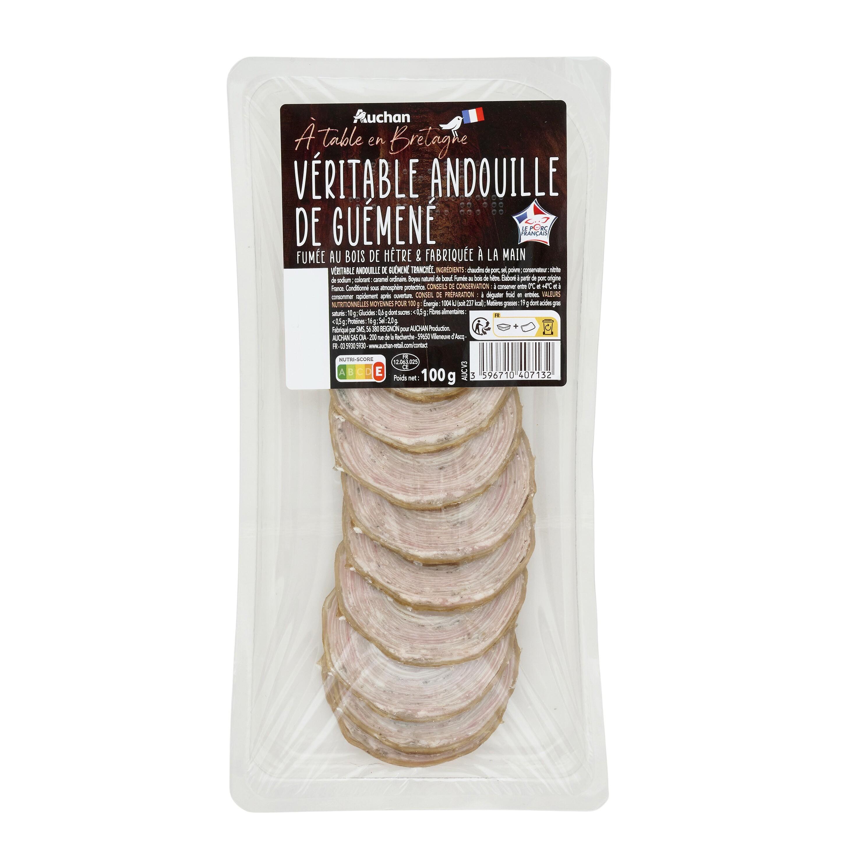 Voir la diapositive 2 : AUCHAN TERROIR Véritable andouillette de Guémené 100g
