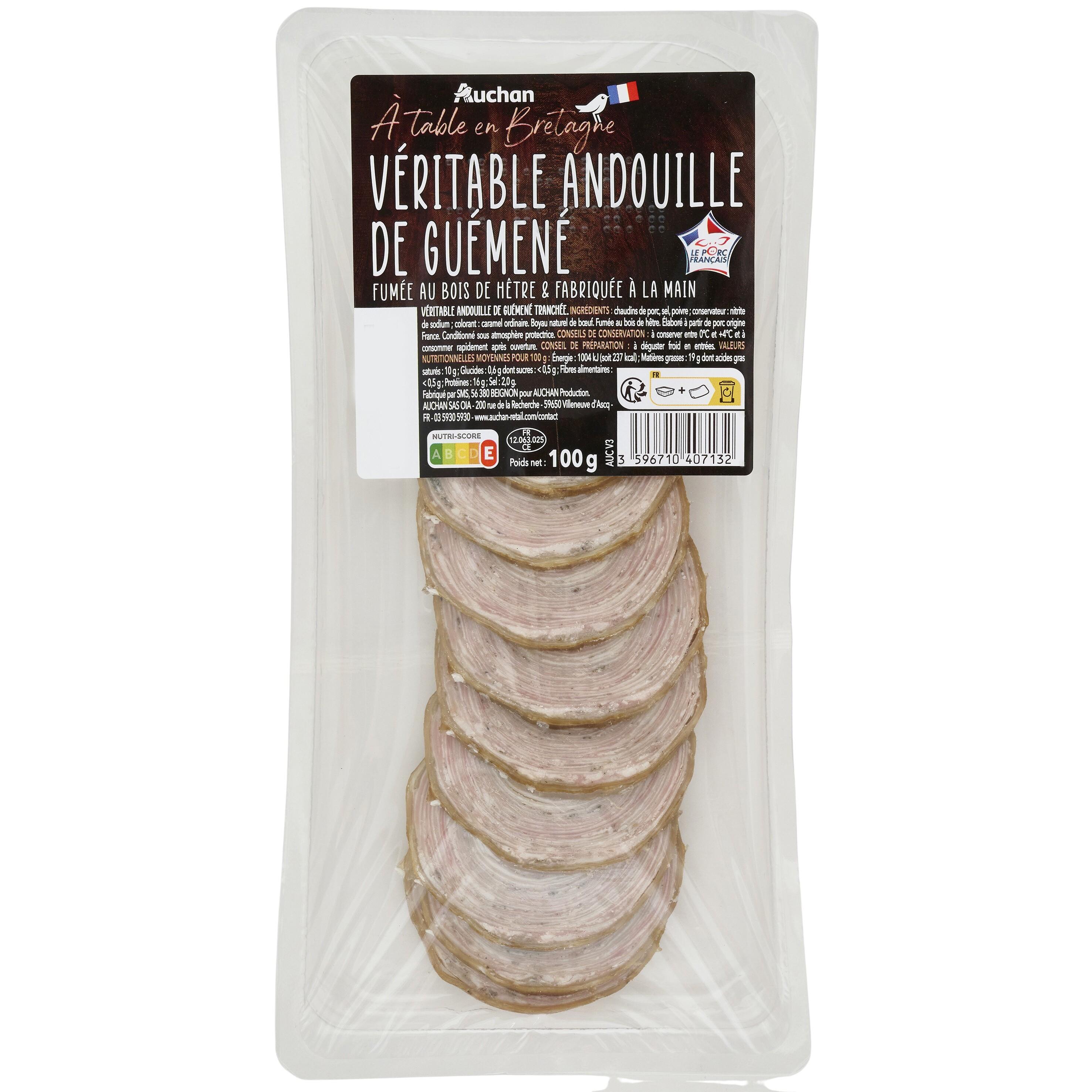 Voir la diapositive 3 : AUCHAN TERROIR Véritable andouillette de Guémené 100g