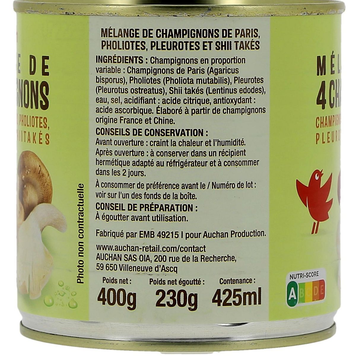 AUCHAN Mélange 4 champignons 230g