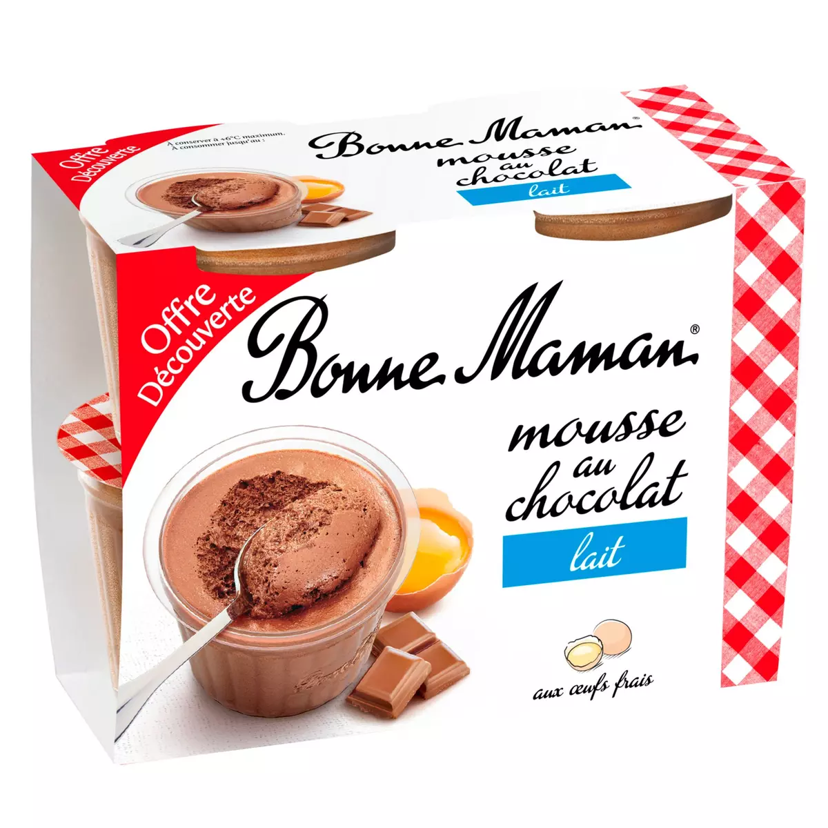 BONNE MAMAN Mousse au chocolat au lait 4x50g